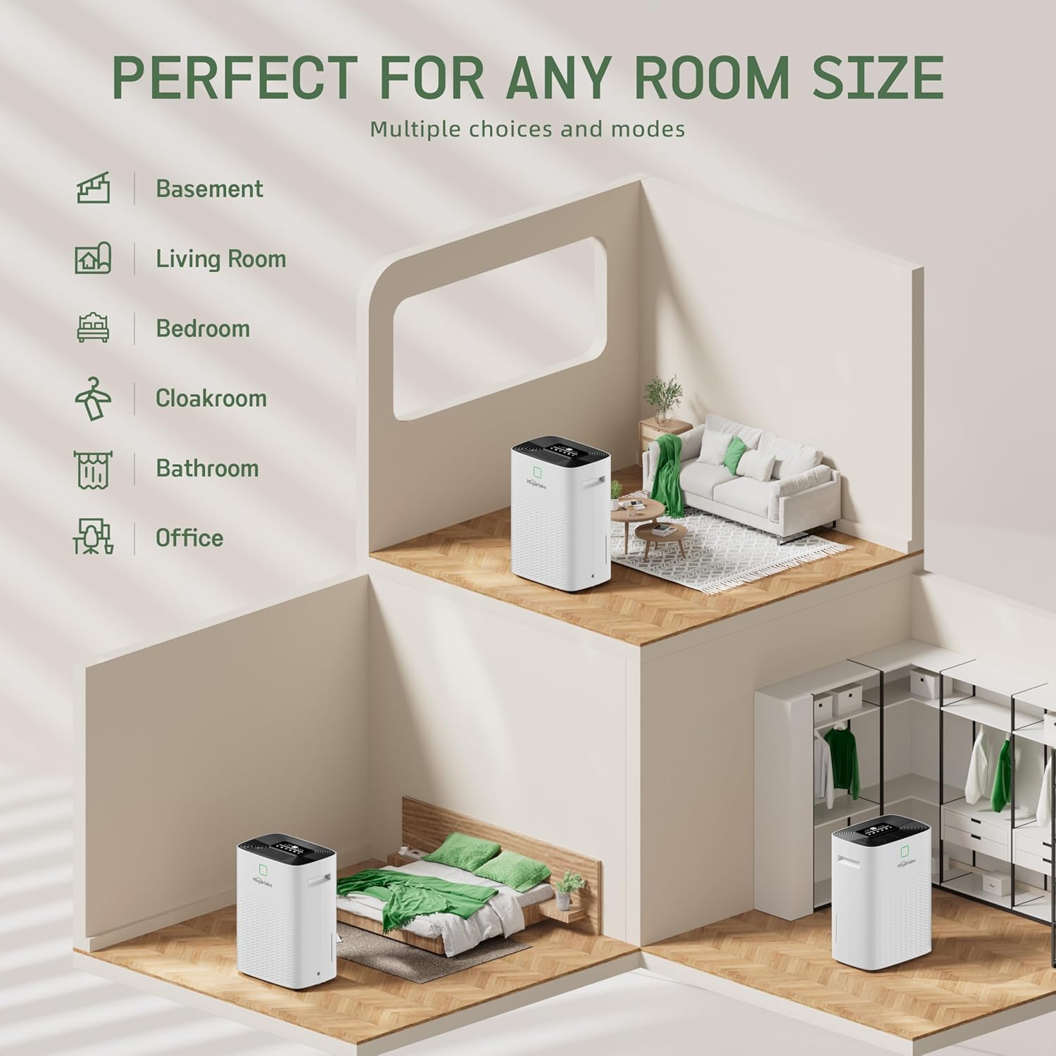 100 Pints Dehumidifier for Basement Home, Smart Silent Dehumidifier with Drain Hose, 1.32 Gal Water Tank, Intelligent Humidity Control, 24H Timer, for Large Room Bathroom Bedroom