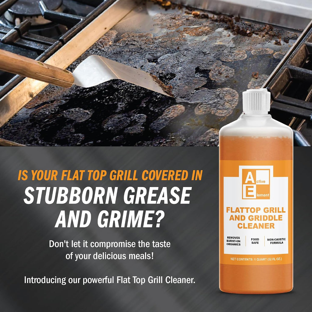 Flat Top Grill Cleaner – 32 fl oz (Pack of 12) | Griddle Cleaner, Food Safe, Non-Caustic, Removes Burnt-On Residue, Blackstone Compatible
