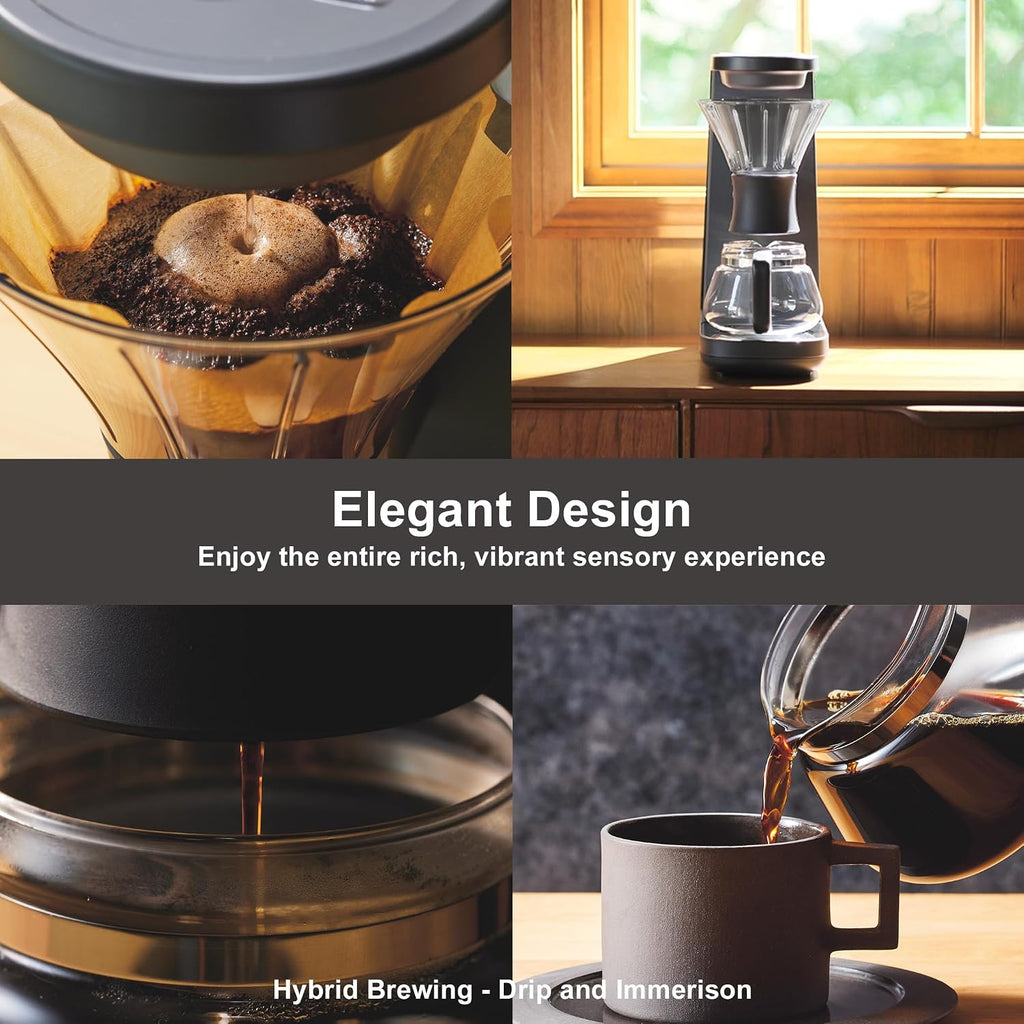 Tiger Hybrid Automatic Coffee Maker - Pour Over Coffee Maker & Immersion Brewing Coffee Machine, Innovative Design for Outstanding Brew, Black, 6 Cup, 24 ounce, 0.72L