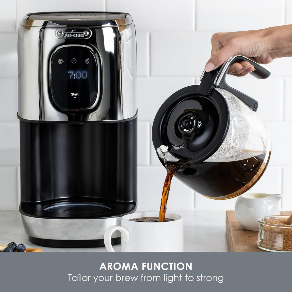 All-Clad, Majestuo Stainless Steel Coffee Maker, Keep Warm Function, 1000 Watts, Programmable Timer, Removable Water Tank, Silver