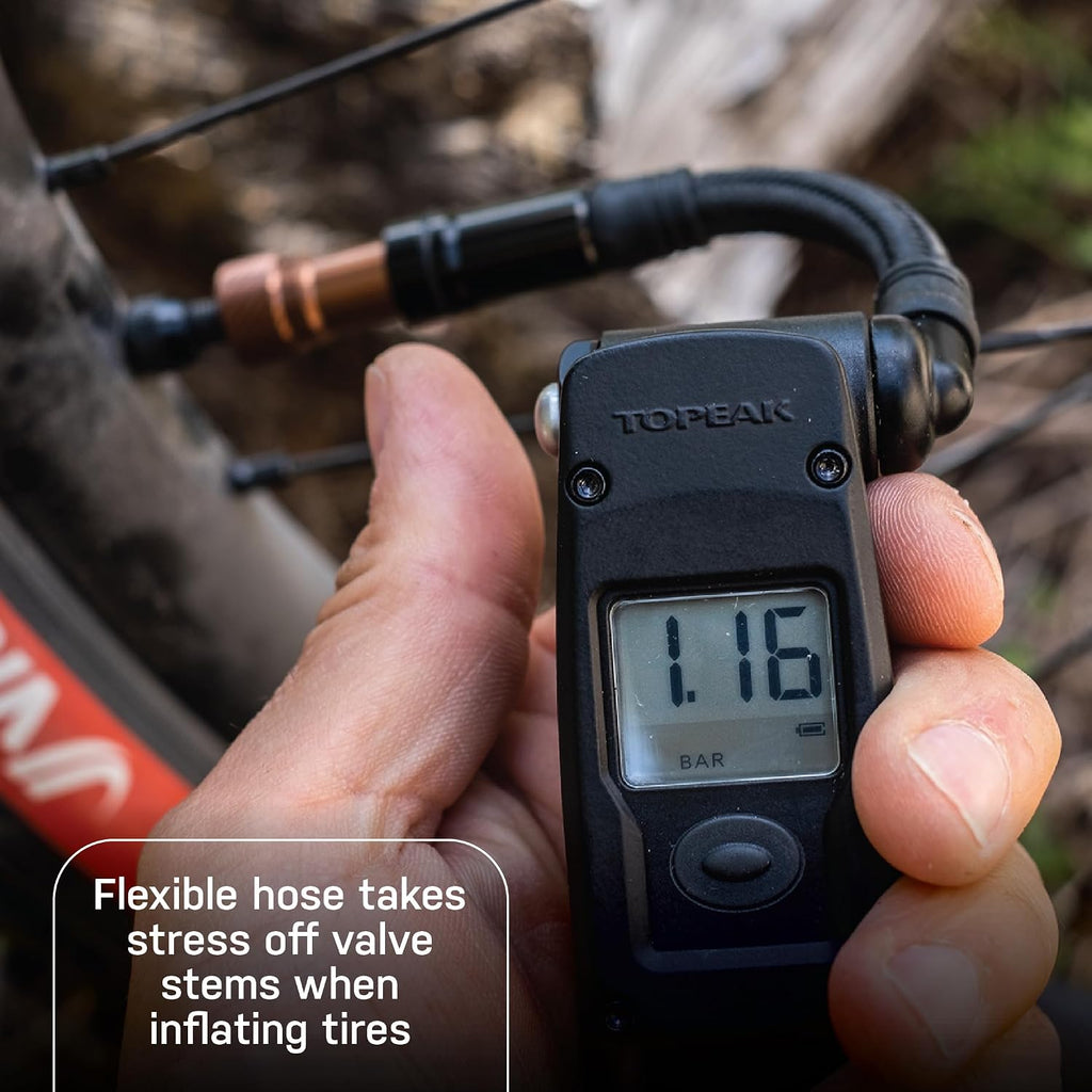 Topeak Mountain Digital 2Stage Bike Pump – Dual-Mode High-Pressure/High-Volume Shock Pump with Digital Gauge, SmartHead ThreadLock & Pressure-Rite Valve System