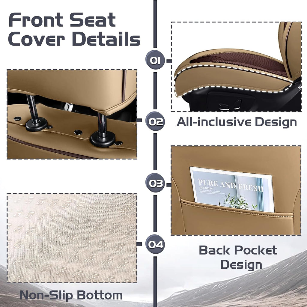 Car Seat Covers for Lexus 2000-2026, Waterproof Nappa Leather Front Seat Cover with Headrests, Anti-Slip and Comfortable Automotive Seat Protector&Accessories(Brown Coffee)