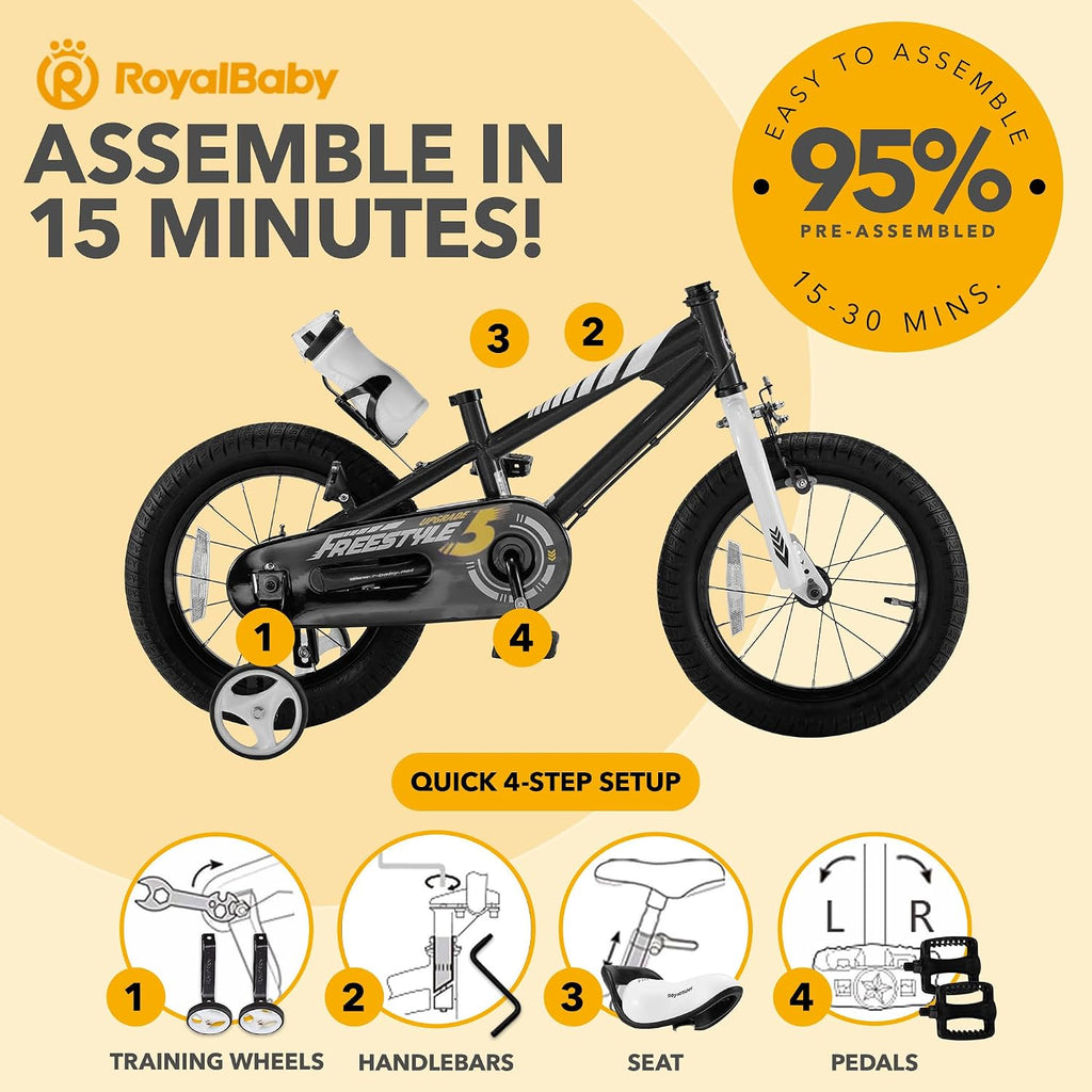 RoyalBaby Kids Bike with Dual Handbrake for Beginners,12 14 16 18 20 Inch Bicycle for Boys & Girls Ages 3-10 Years