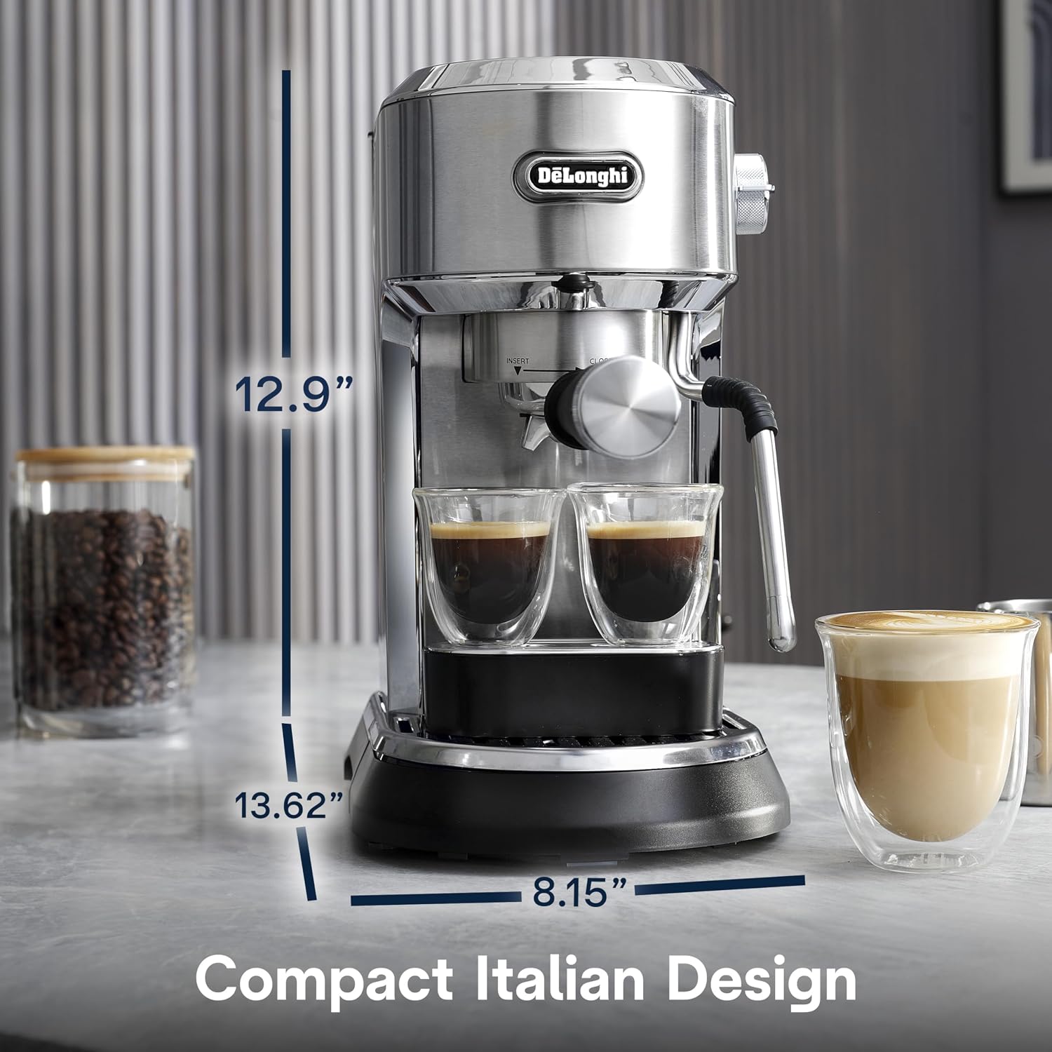 De'Longhi Dedica Maestro Espresso Machine with Milk Frother, 15-Bar Pump & Temperature Control - Barista Coffee Maker Kit for Espresso, Latte, Cappuccino & Iced Coffee - Italian Stainless Steel Design