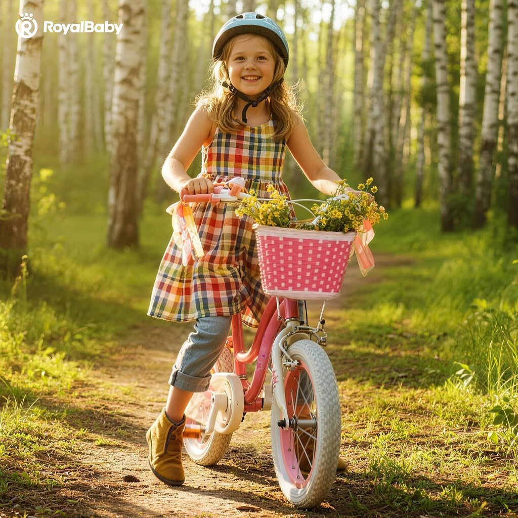 RoyalBaby Girls Bike, Stargirl EZ Kids Bike Balance and Pedal Bicycle with Basket and Dual Handbrake, 12 14 16 18 Inch Toddlers to Big Kids 3-8 Years, Multiple Colors
