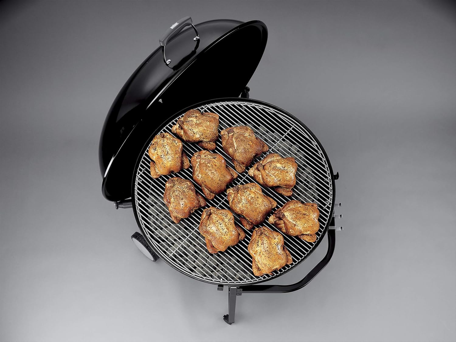 Weber The Ranch Charcoal Kettle Grill, 37' – Massive Outdoor BBQ Grill with Stainless Steel Hinged Cooking Grate, Tuck-Away™ Lid Holder & Porcelain‑Enameled Bowl