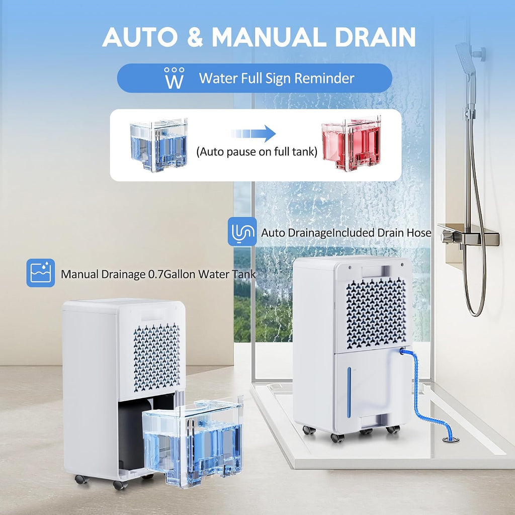 2500 Sq.Ft Dehumidifier with Drain Hose for Basement and Home Large Bedroom Bathroom, 35 Pints Dehumidifiers with Auto Shut Off, Intelligent Humidity Control, Auto Defrost, 3 Modes, 24HR Timer
