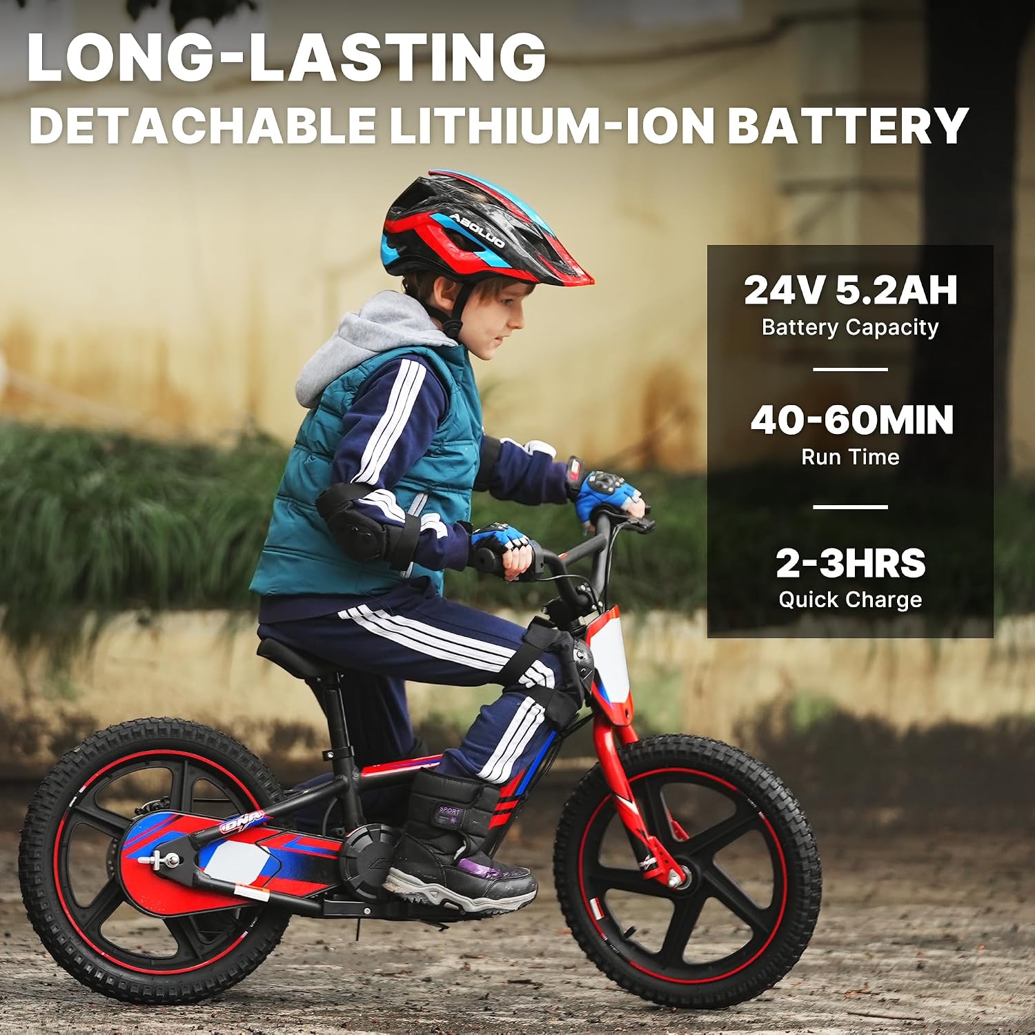 AIII Lightweight Electric Dirt Bike for Kids, 170/340W Electric Motorcycle Up to 10/12MPH, 24V Detachable Battery, Hand-Operated Dual Brakes Electric Balance Bike for Ages 3-6/5-12