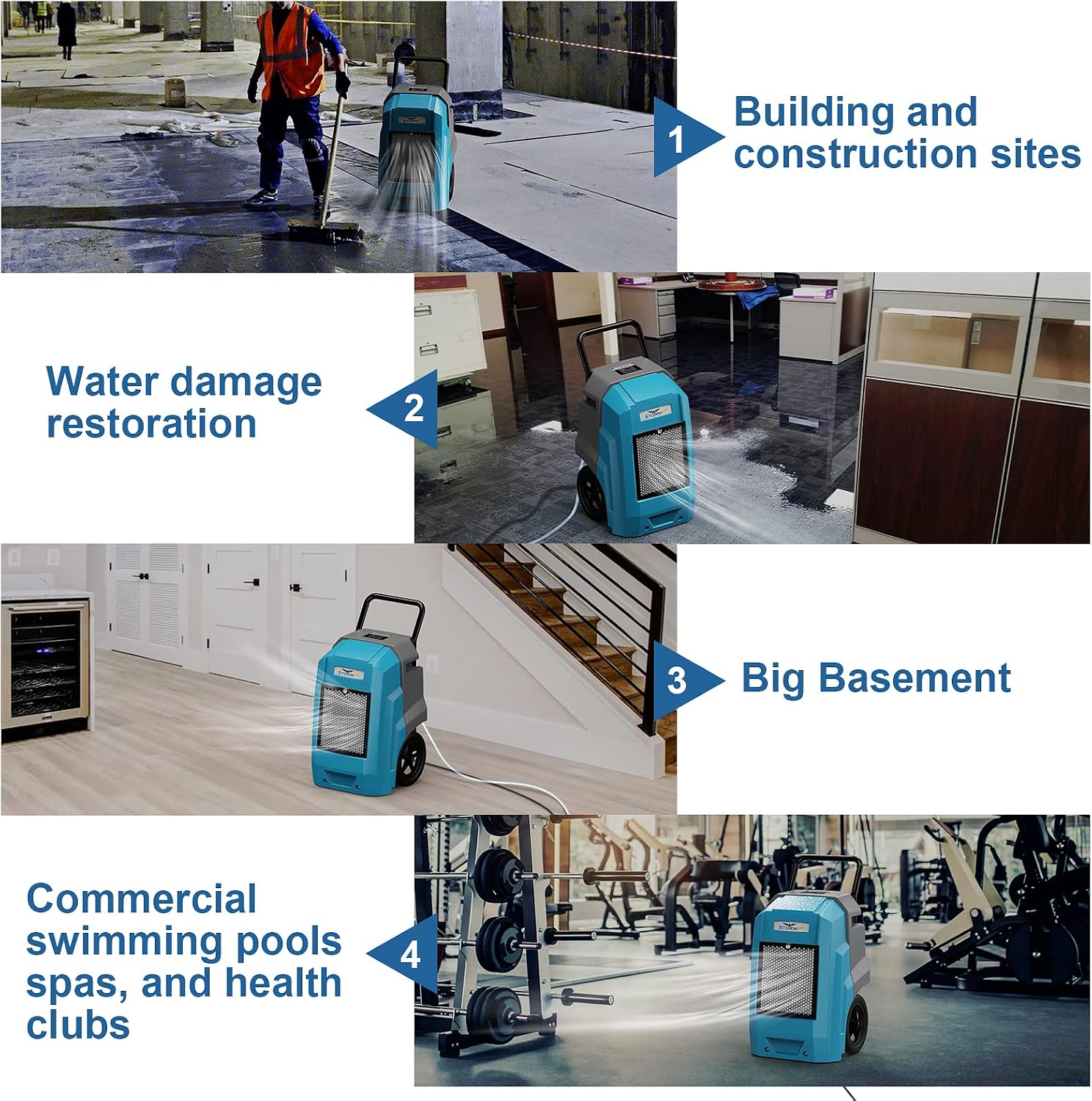 ALORAIR 180 Pints Smart WiFi LGR Commercial Dehumidifier with Pump Drain Hose, 2,300 Sq.Ft Dehumidifier Portable Industrial Dehu with Wheels for Water Damage Restore, Basements, Garages, and Job Sites