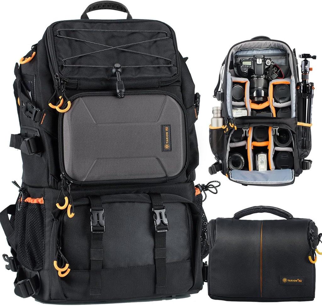 TARION 27L Extra Large Camera Backpack - 2 in 1 Professional Camera Bags for Photographers with 15.6' Laptop Compartment & Waterproof Raincover & Tripod Holder (PB01)