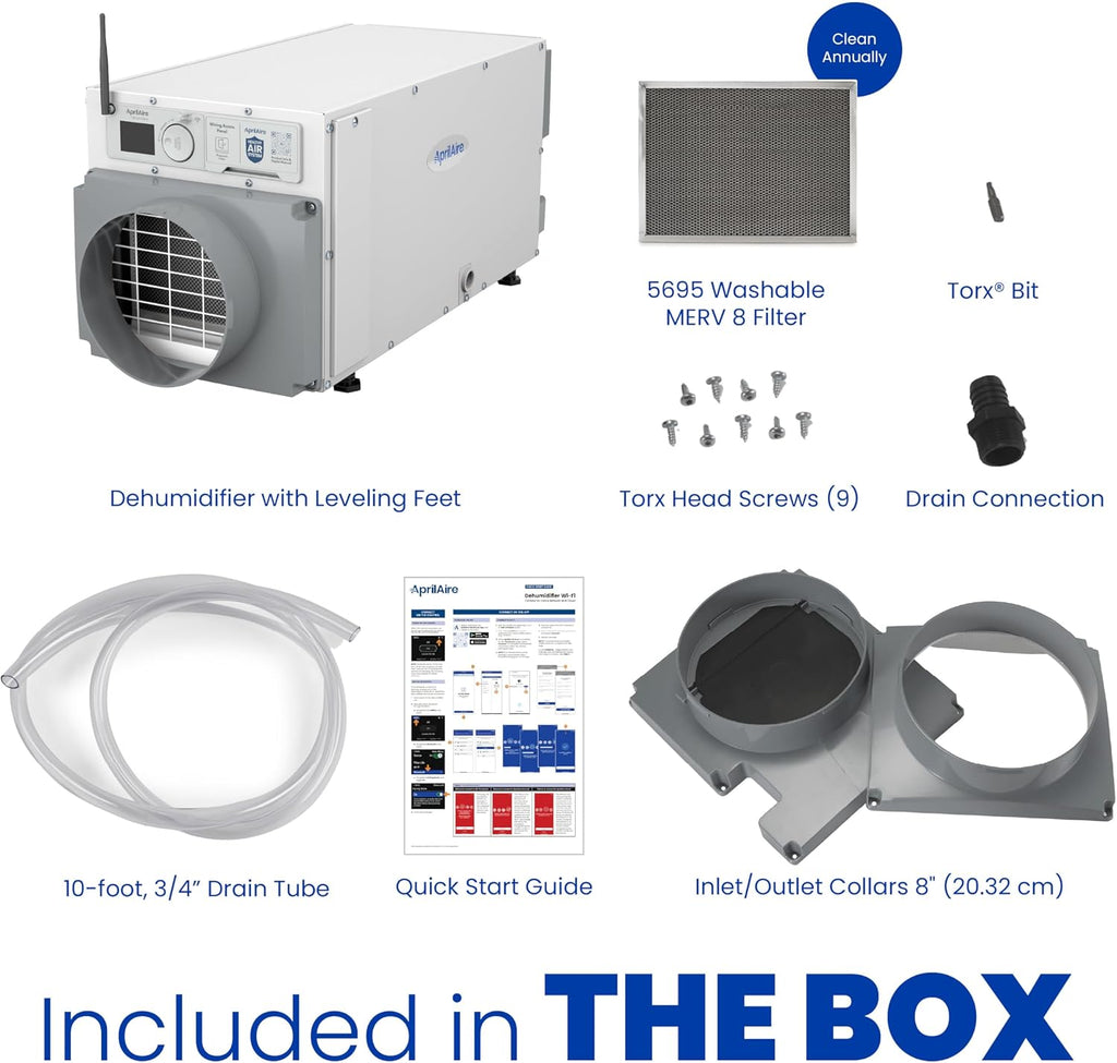 AprilAire E070W Wi-Fi Dehumidifier – 70 PPD for Crawl Spaces, Basements, Whole Houses up to 2,200 Sq. Ft., Part of the AprilAire Healthy Air System