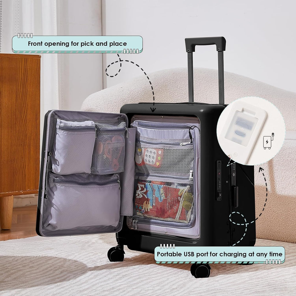 24' Ride-On CHECKED Luggage with Child Seat – Kids Travel Stroller Suitcase | 40L Large Capacity, USB Port & TSA Lock | Durable ABS+PC Hard Shell