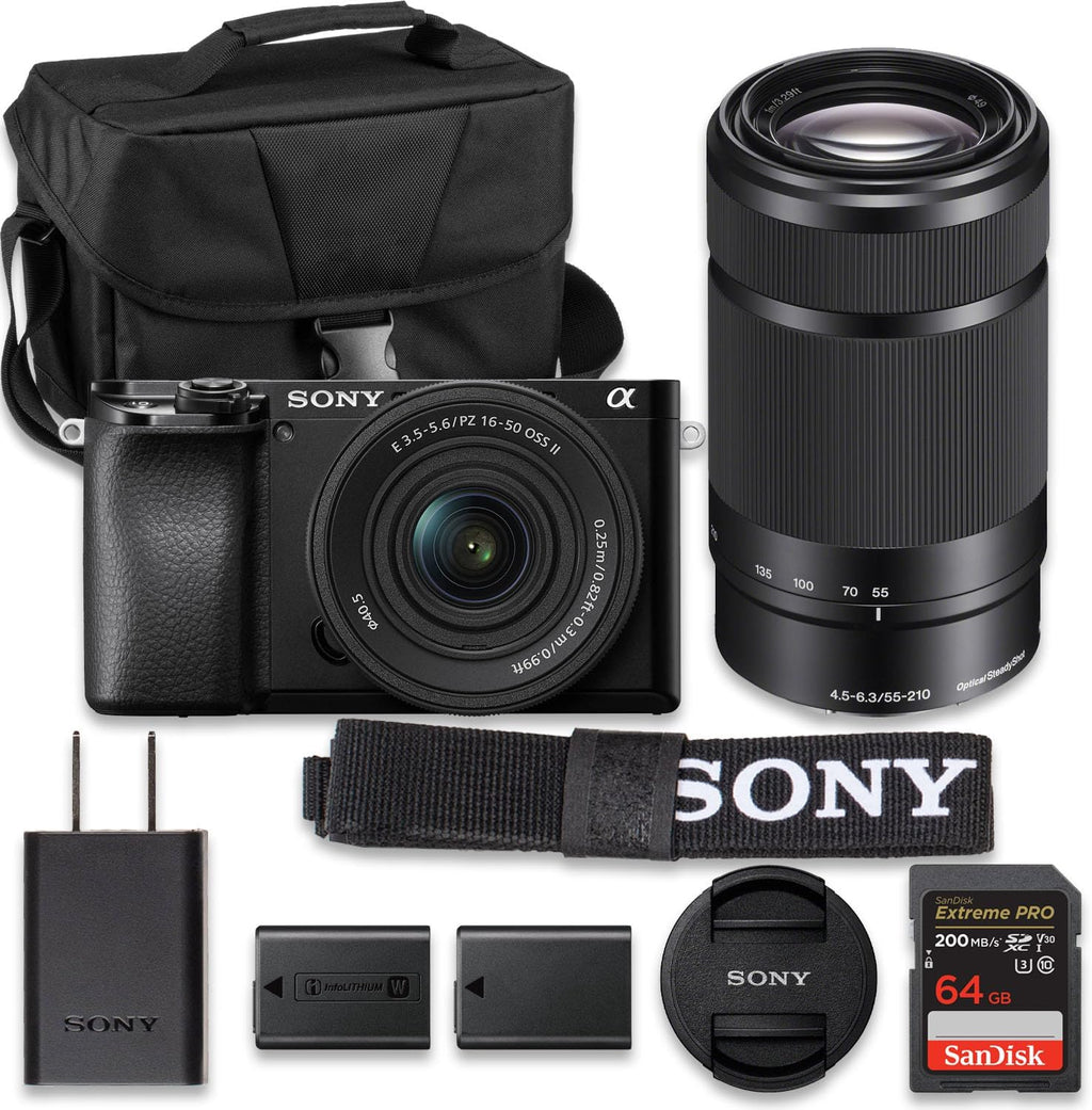 Sony Alpha a6100 w/ 16-50mm + 55-210mm,Black (Value Bundle)