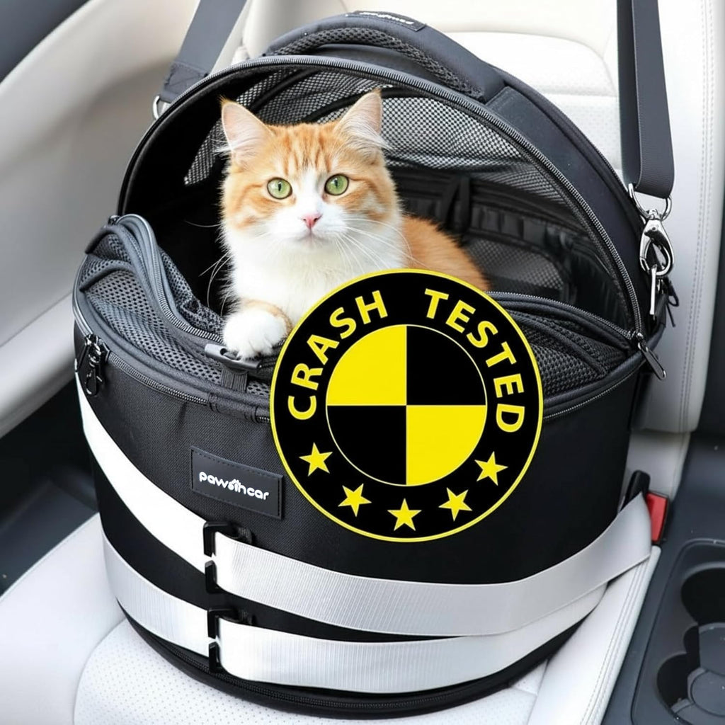 Crash-Tested Portable Small Dog Car Seat & Cat Carrier – CPS Certified for Crash Protection & Safe Pet Travel.