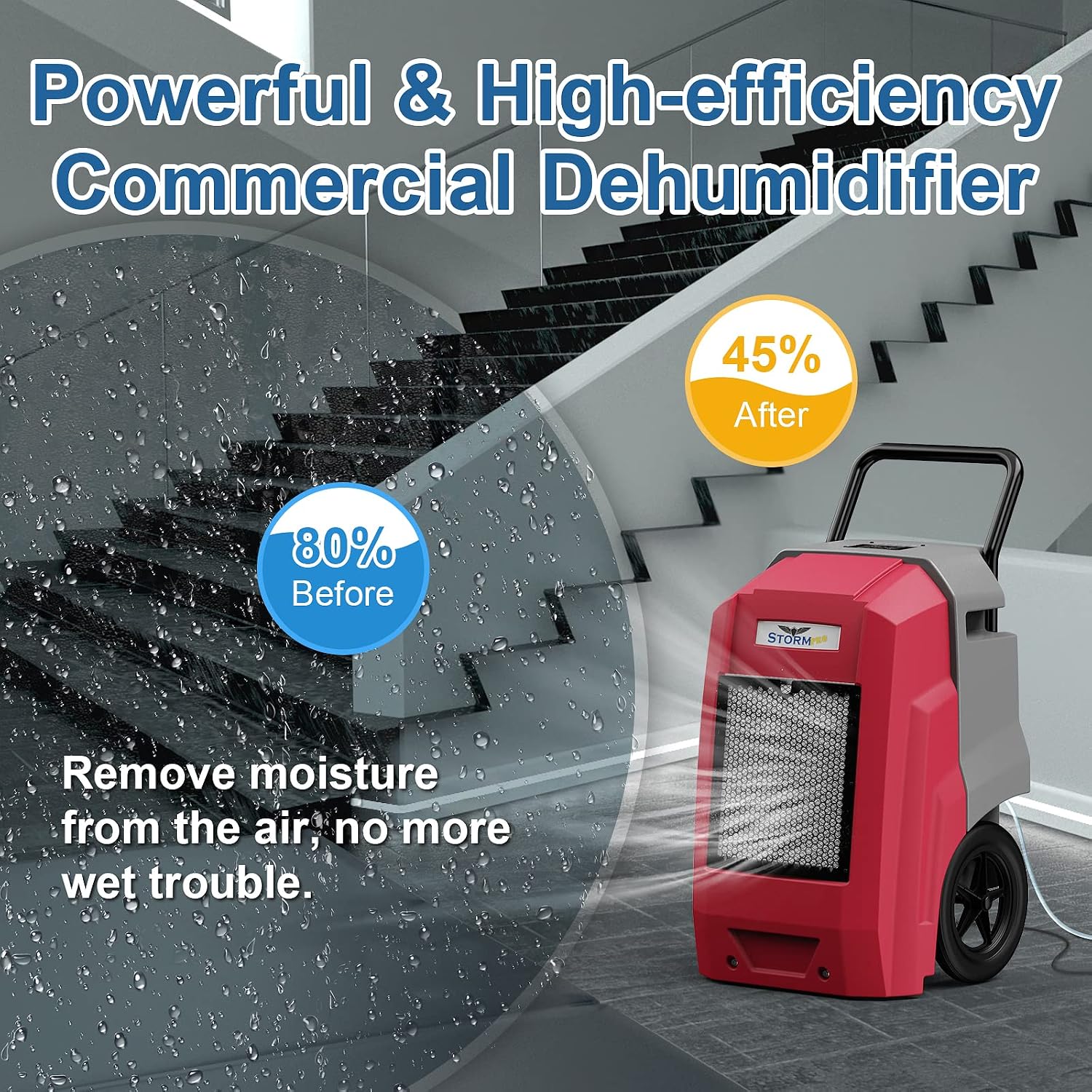 ALORAIR 180 Pints Commercial Dehumidifier with Pump Drain Hose, Smart Wi-Fi Dehumidifier for Large Basement, Industrial or Commercial Space, Smart Wi-Fi, 5 Years Limited Warranty