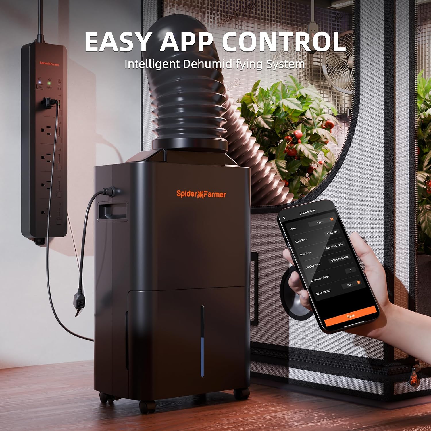 SPIDER FARMER Dehumidifier,38 Pints Plant Dehumidifier with Drain Hose,Temperature & Humidity Sensor Probe,24H Timer Function, Compressor Entfeuchter for Grow Tent,Home and Basement