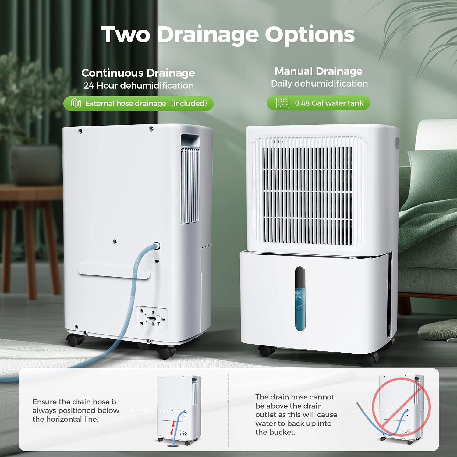 2,500 Sq.Ft Dehumidifier for Basement with Drain Hose, MAX 34 Pint Dehumidifiers for Home with 3 Modes, Smart Humidity Control & Display, 24HR Timer, Auto Defrost for Large Room, Bathroom,Bedroom