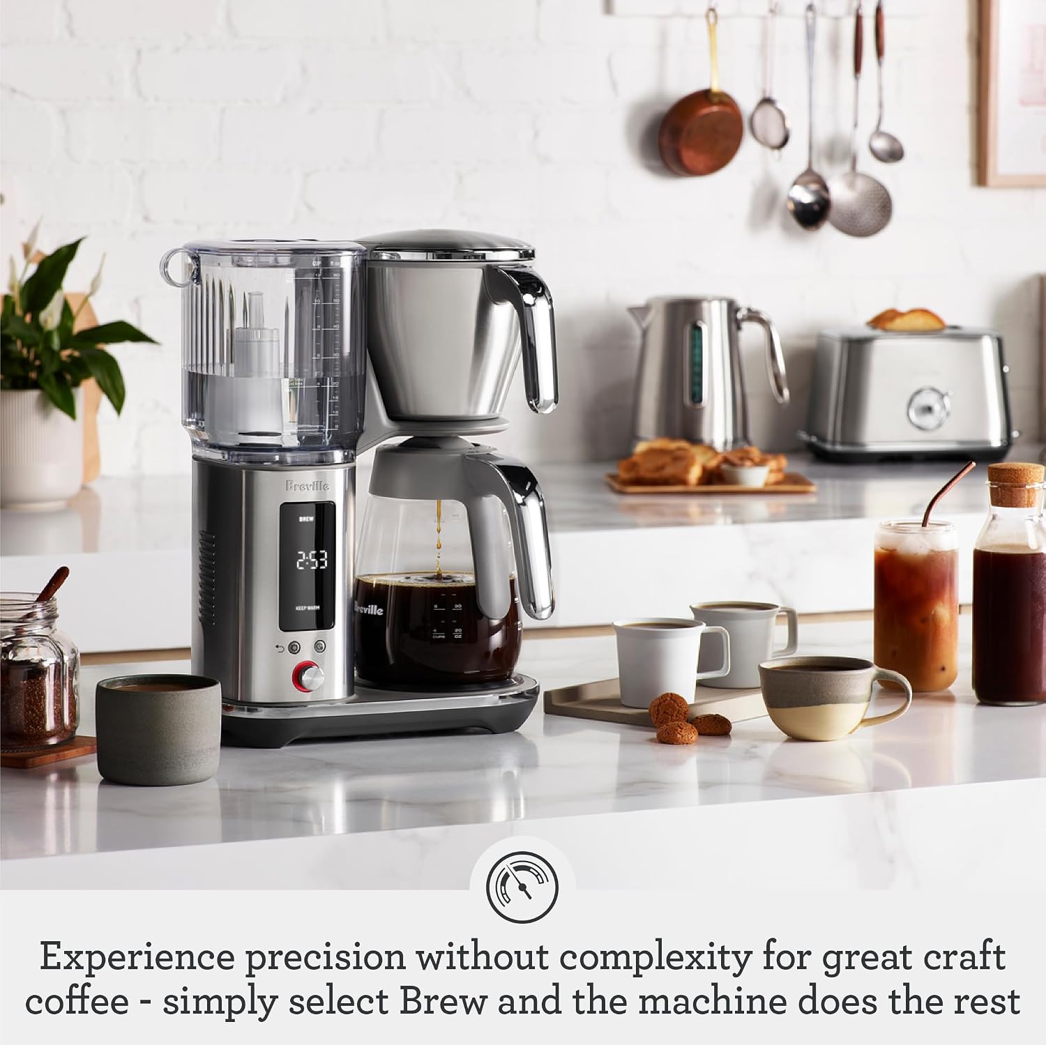 Breville Luxe Drip Coffee Machine BDC415BSS, Brushed Stainless Steel, Glass Carafe