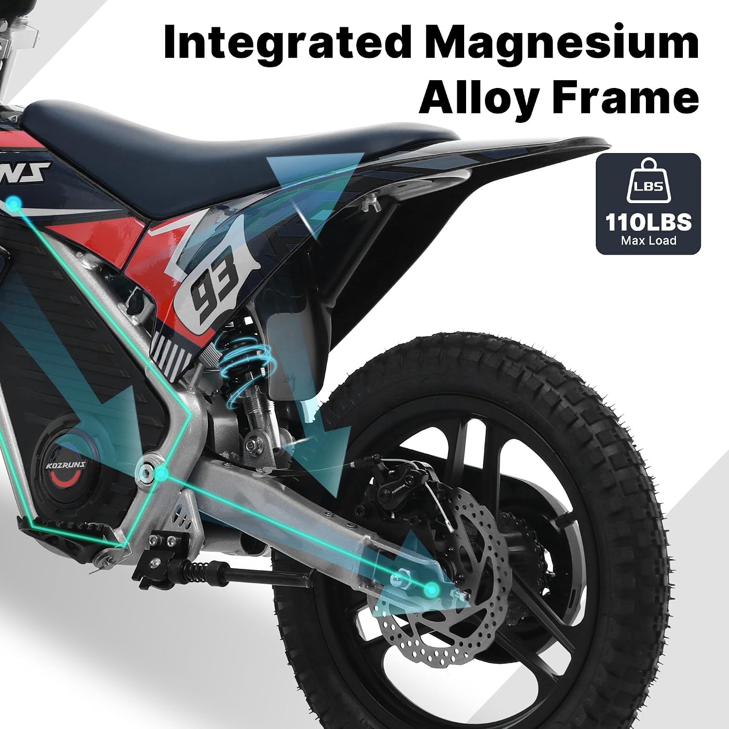 Racing Grade Electric Dirt Bike for Kids, 500W Powerful Motorcycle for Ages 6-12, 36V 5.2Ah Lithium Battery, Dual Shock Absorption, 3 Speed Modes, Safe Disc Brake, 14Inch Off Road Tires, Black