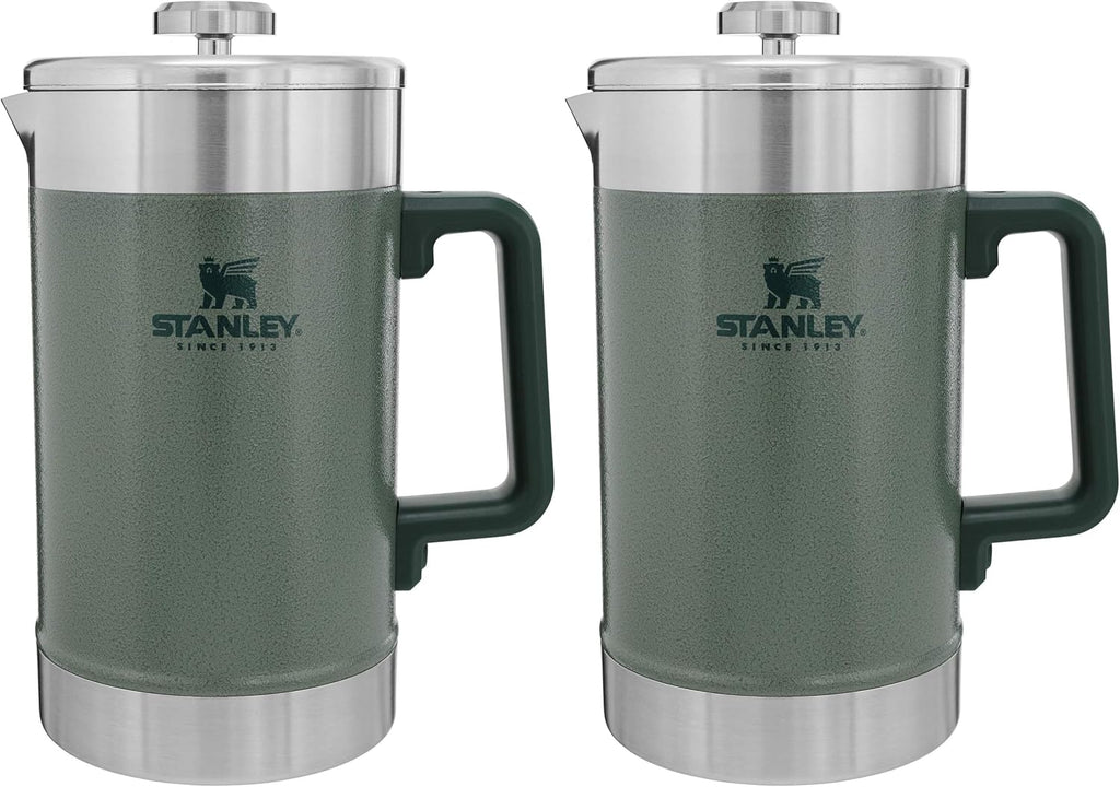 STANLEY Classic Stay-Hot French Press Coffee Maker 48 oz | 5 Minute Brew,4 Hours Hot | Mesh Filter for Coffee Grounds-| Insulated Stainless Steel French Press-| BPA-Free-| Hammertone Green,(Pack of 2)