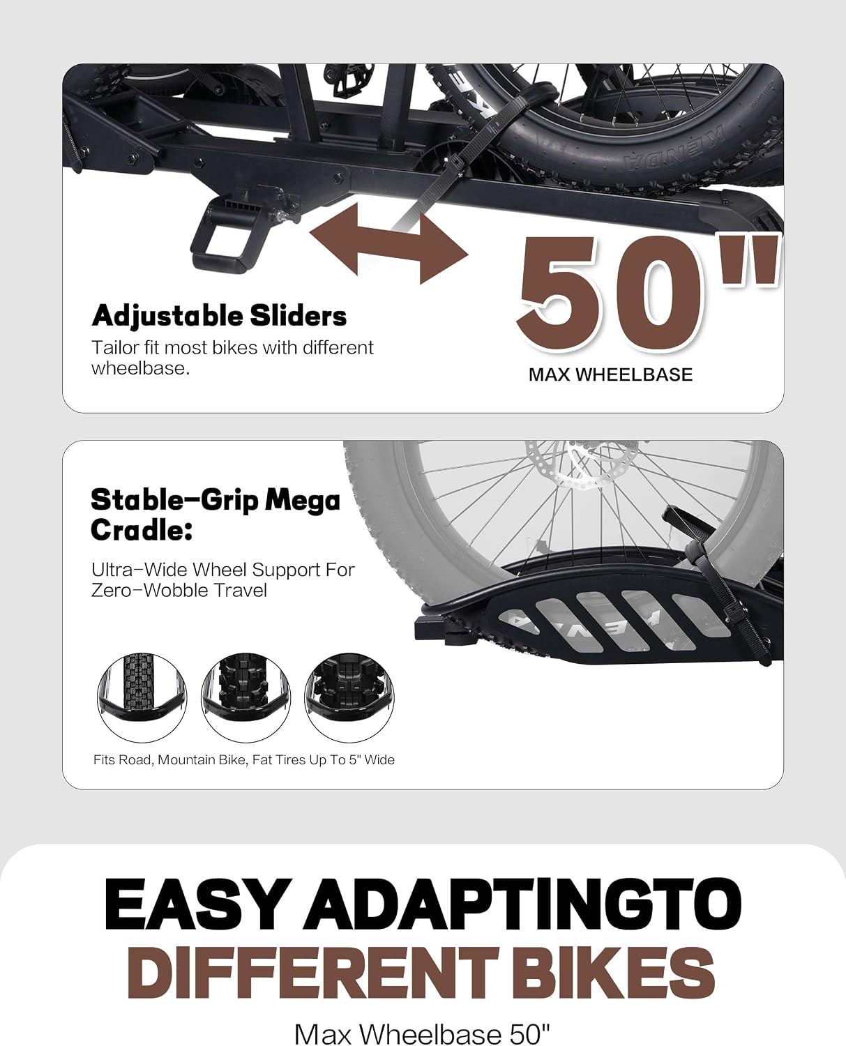 Young Electric E-Bike Rack with Ramp, Hitch 2 Bike Rack, 200 lbs Capacity Electric Bike Carrier, Foldable Platform Mount for Cars, Trucks, SUVs, Minivans, Up to 5-Inch Fat Tire for 2'' Receiver