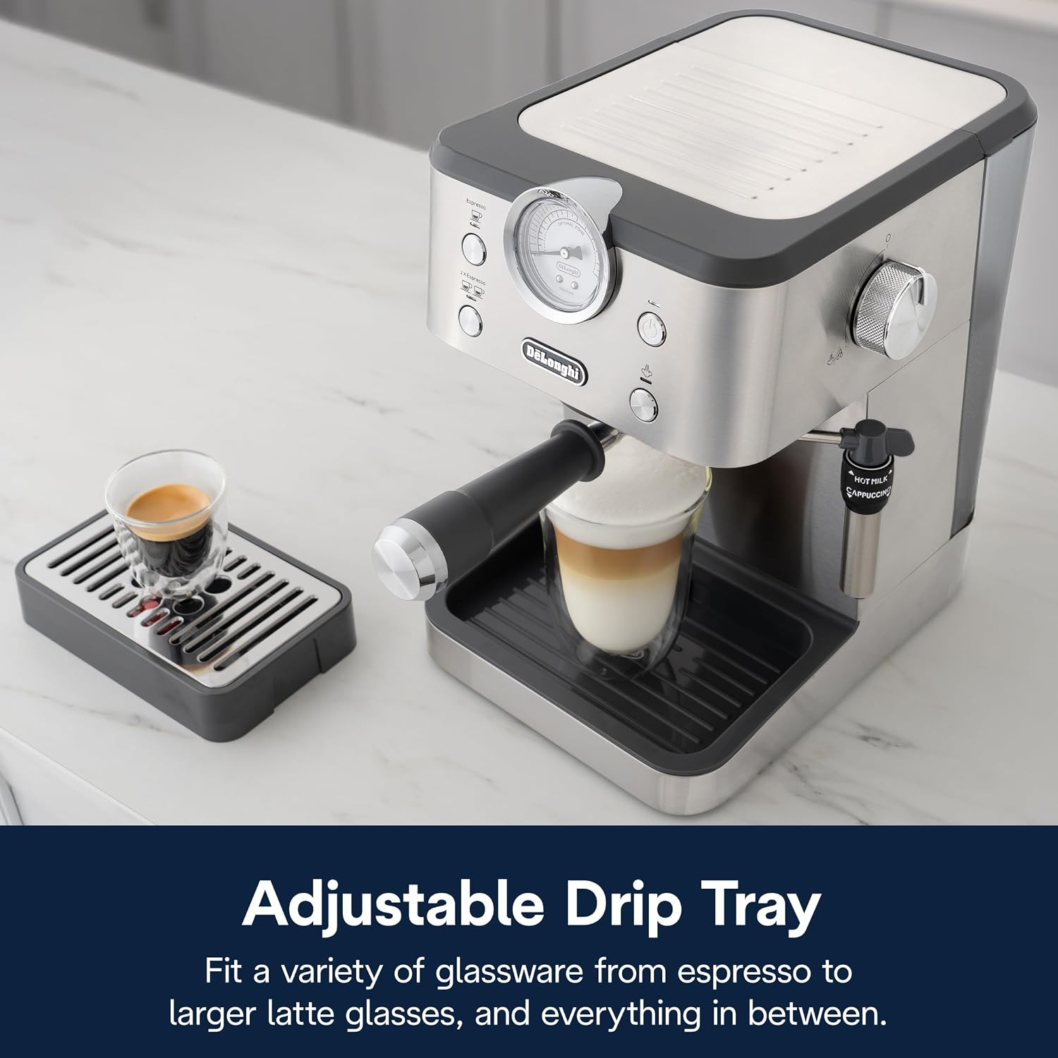De'Longhi Classic Espresso Machine with Milk Frother, 15-Bar Pump & Temperature Control - Barista Coffee Maker Kit for Espresso, Latte, Cappuccino & Iced