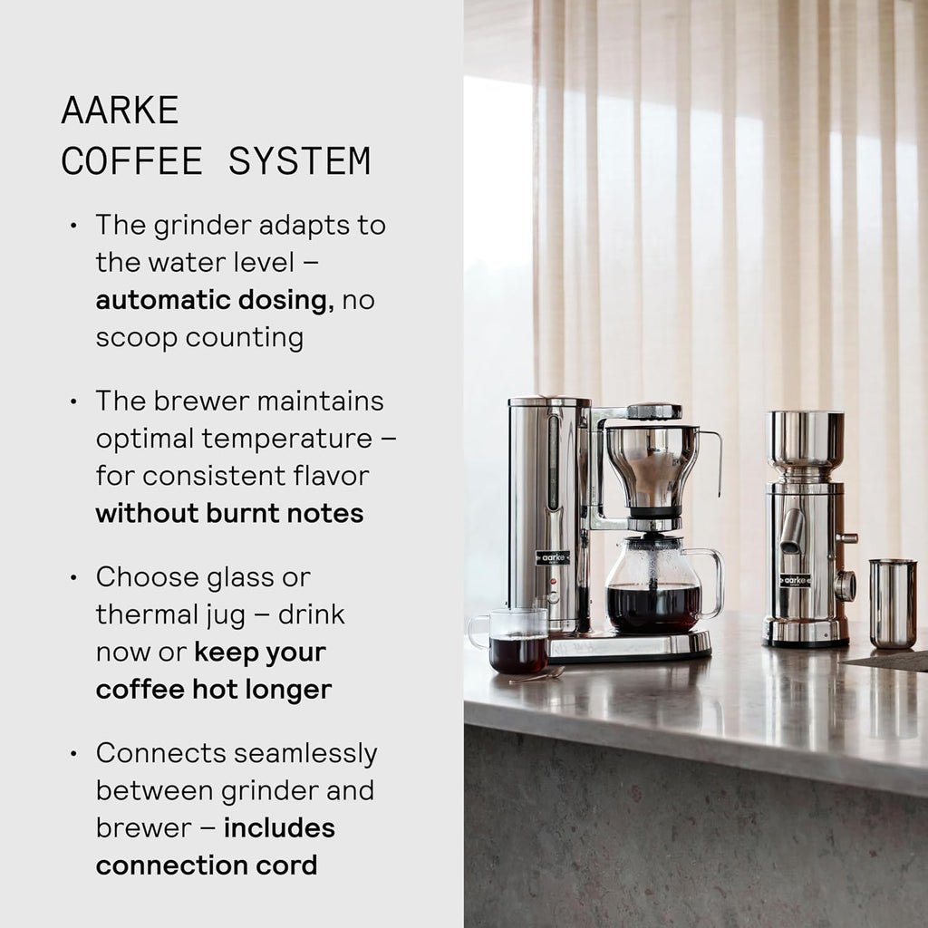 aarke Coffee Maker and Grinder Bundle - Premium Stainless Steel Coffee Maker and Electric Coffee Grinder Included, SCA-Certified, with 60 Grinder Settings, Stainless Steel