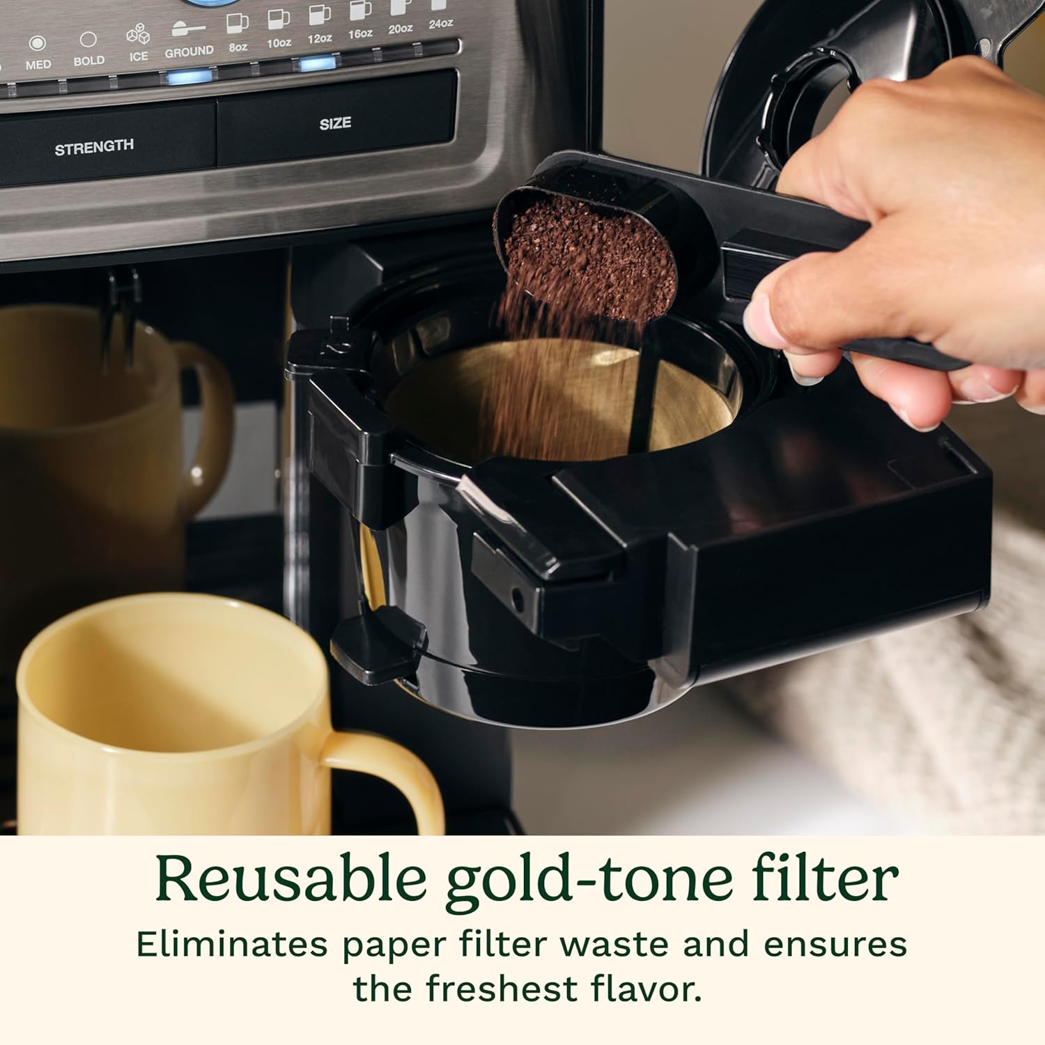 Cuisinart Coffee Maker, Grind and Brew Single Serve Coffee Maker, 6 Cup Sizes, Built-in Stainless Steel Burr Mill, Adjustable Strength, Grind Control and Over Ice Feature, Easy Cleaning, DGB-30
