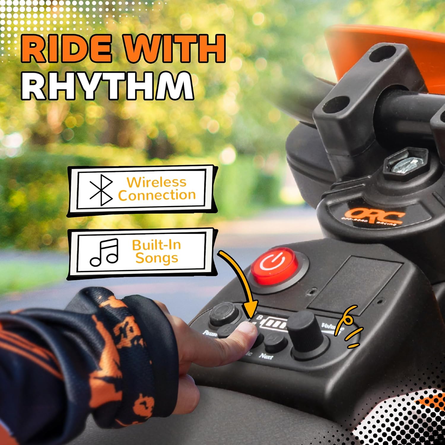 Qaba Kids Dirt Bike with Twist Grip Throttle, 12V Electric Motorcycle, Electric Bike for Toddler with Training Wheels, Spring Suspension & Music, Orange