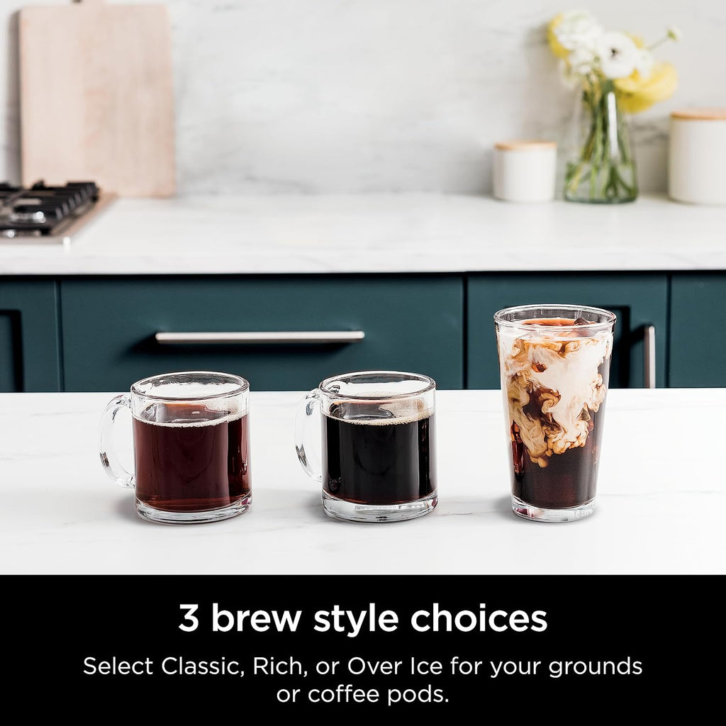Ninja Drip Coffee Maker | DualBrew™ Pro Hot & Iced Coffee Machine, Single Serve to Carafe | Brew with Pods & Grounds, Compatible with K Cups | 3 Brew Styles, 60oz Removable Reservoir | Black, CFP101
