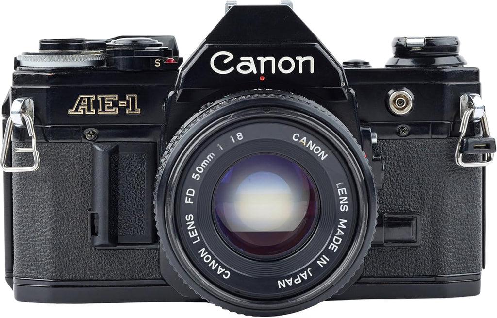 Canon AE-1 35mm SLR Film Manual Focus Camera (Black) with 50MM Canon FD Mount Lens. (Renewed)