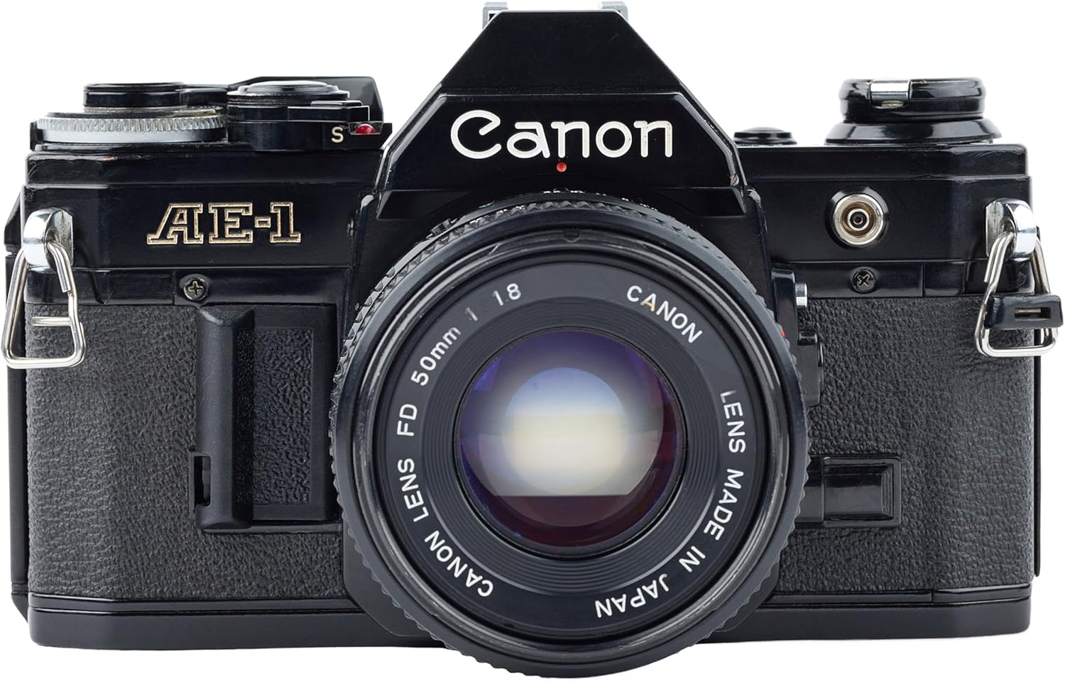 Canon AE-1 35mm SLR Film Manual Focus Camera (Black) with 50MM Canon FD Mount Lens. (Renewed)