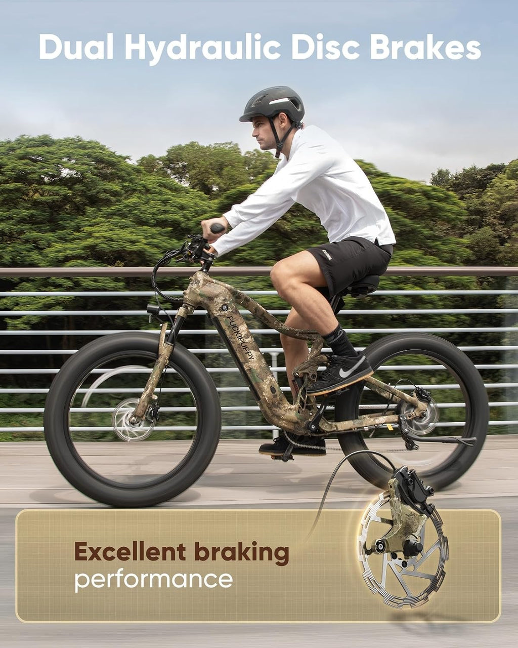 PUCKIPUPPY Electric Bike for Adults 960W, 48V 20AH Battery Ebike, 26' Fat Tire 28MPH 80Miles Range Mountain Electric Bicycle, 7 Speed Hydraulic Disc Brake, Full Suspension