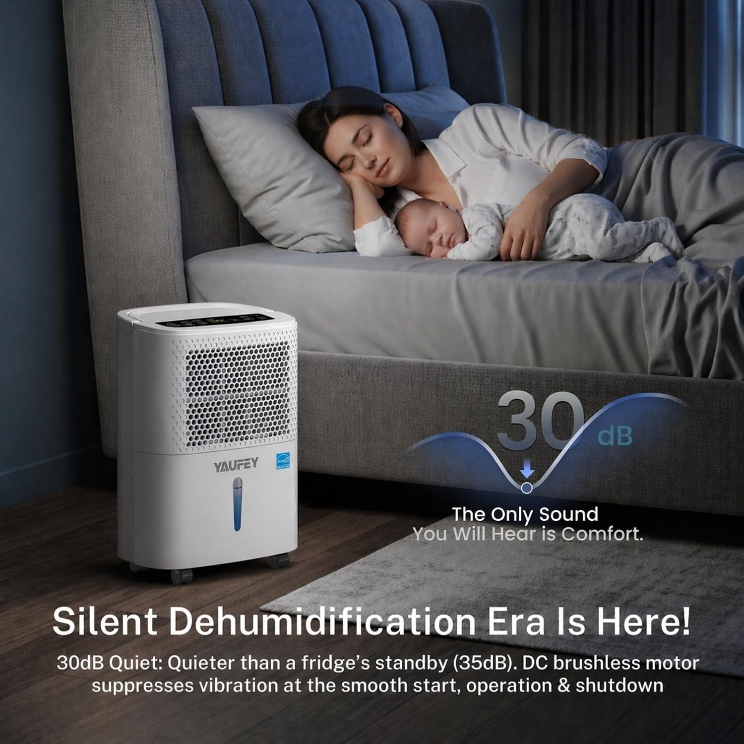 Yaufey 2025 Most Efficient Energy Star Dehumidifier for 3,000 Sq. Ft. Home, Basement and Large Room - Powerful, Quiet with Humidity Control, Timer, Drain Hose and Water Tank