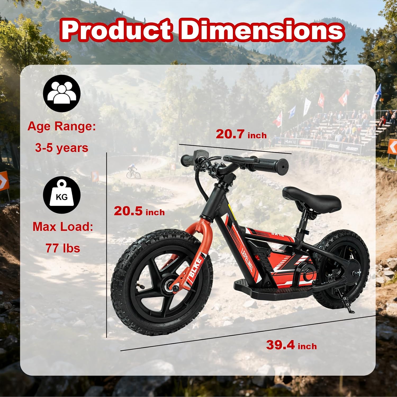 LEFELWEL Electric Balance Bike for Kids Ages 3-5/4-8, Adjustable Speed and Long Range, Lightweight and Durable, Safety Handbrake, Electric Dirt Bike Ebike for Kids