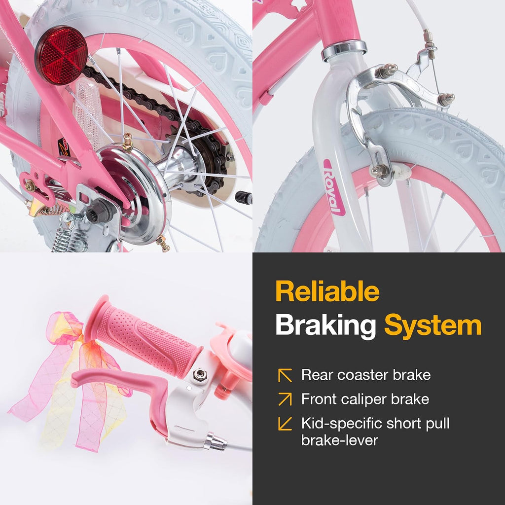 RoyalBaby Girls Bike, Stargirl EZ Kids Bike Balance and Pedal Bicycle with Basket and Dual Handbrake, 12 14 16 18 Inch Toddlers to Big Kids 3-8 Years, Multiple Colors