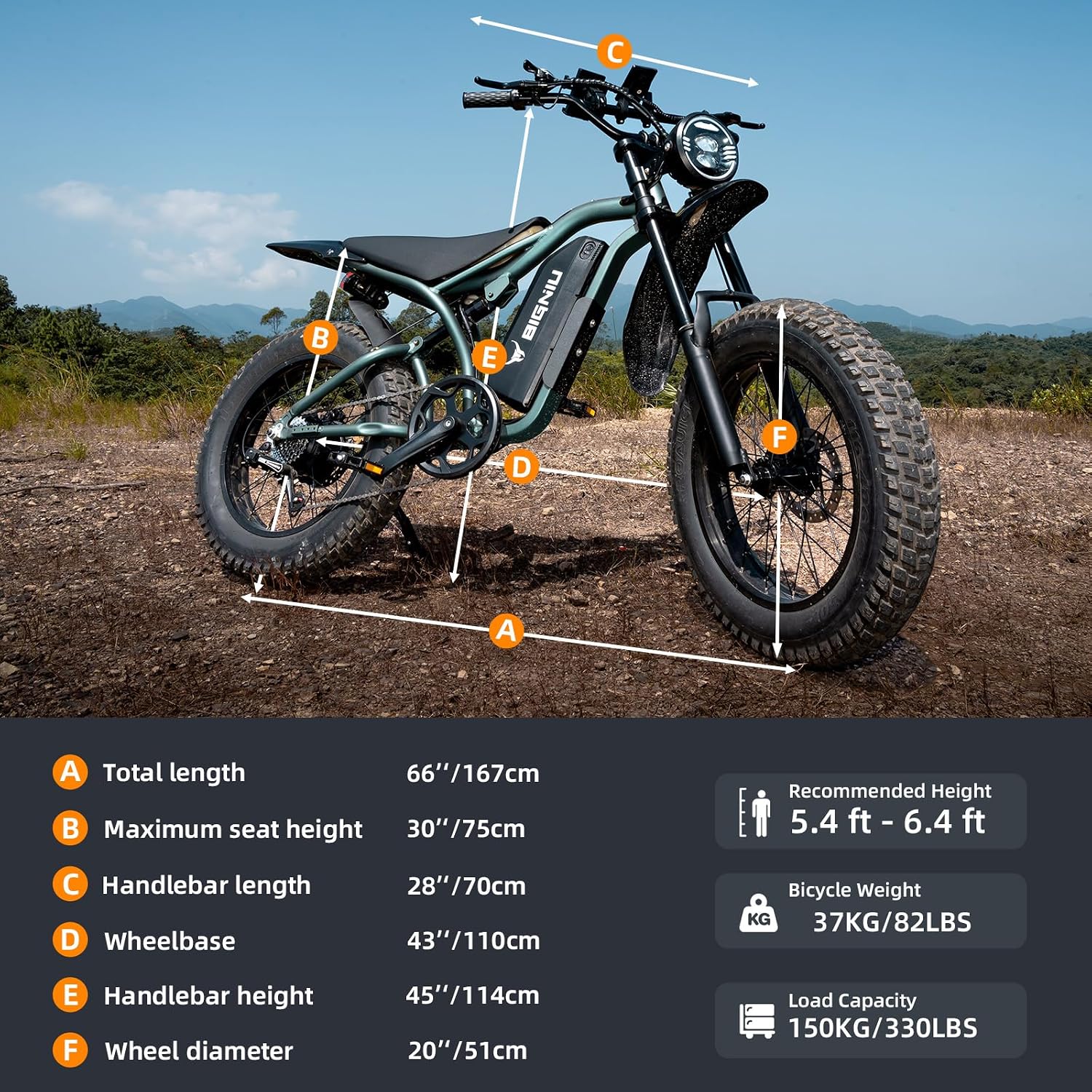 BIGNIU BG-S Electric Bike for Adults – 20'x4.5' Fat Tire, 1200W Motor, 48V 15Ah Battery, 7-Speed, Dual Disc Brakes for Off-Road and City Riding