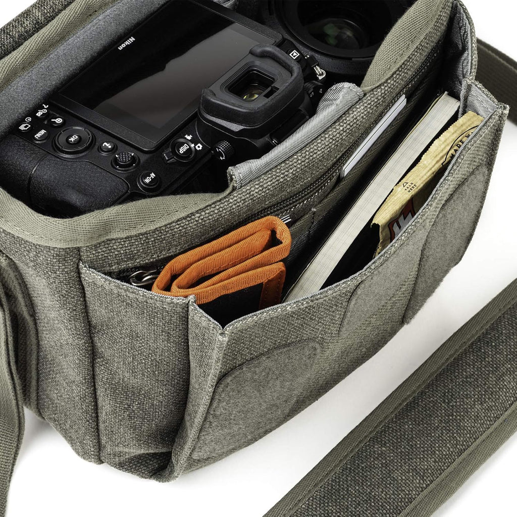 Think Tank Retrospective 4 V2.0 Canvas Shoulder Bag for Mirrorless or Standard DSLR Cameras and Photo Accessories - Pinestone - X-Small