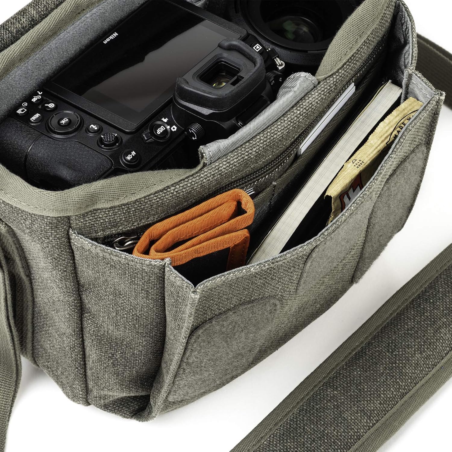 Think Tank Retrospective 4 V2.0 Canvas Shoulder Bag for Mirrorless or Standard DSLR Cameras and Photo Accessories - Pinestone - X-Small