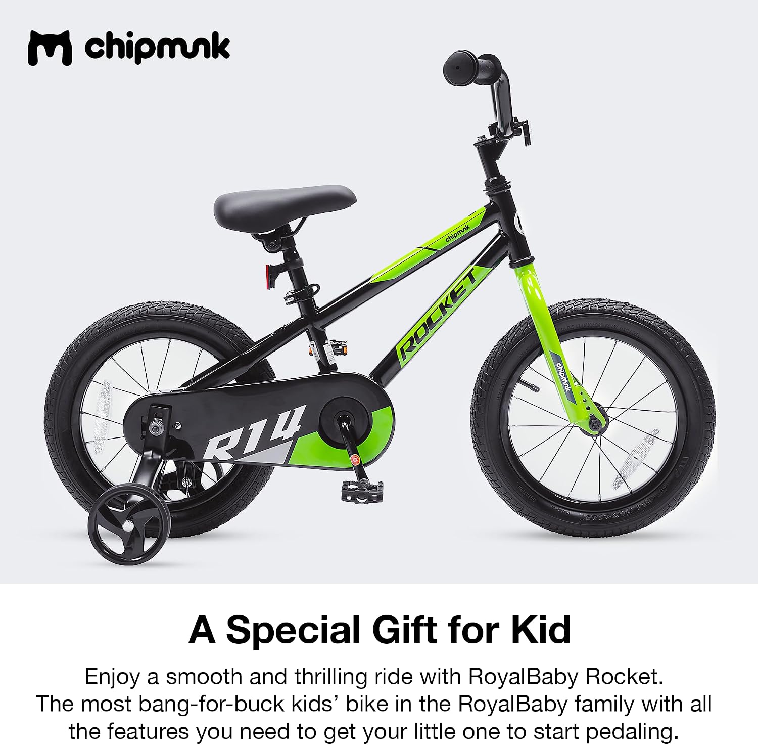 Chipmunk Kids Bike 12 14 16 18 Inch Bicycle with Training Wheels Beginners Boys Girls Ages 3-10 Years Multiple Colors