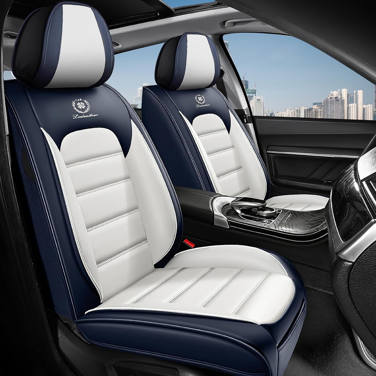 2 Seat Covers for Infiniti QX80 2000-2026 Breathable Car Seat Covers,Anti-Slip Waterproof Car Seat Protectors with Airbag,Automotive Vehicle Cushion with Storage Pockets (Standard,Blue)
