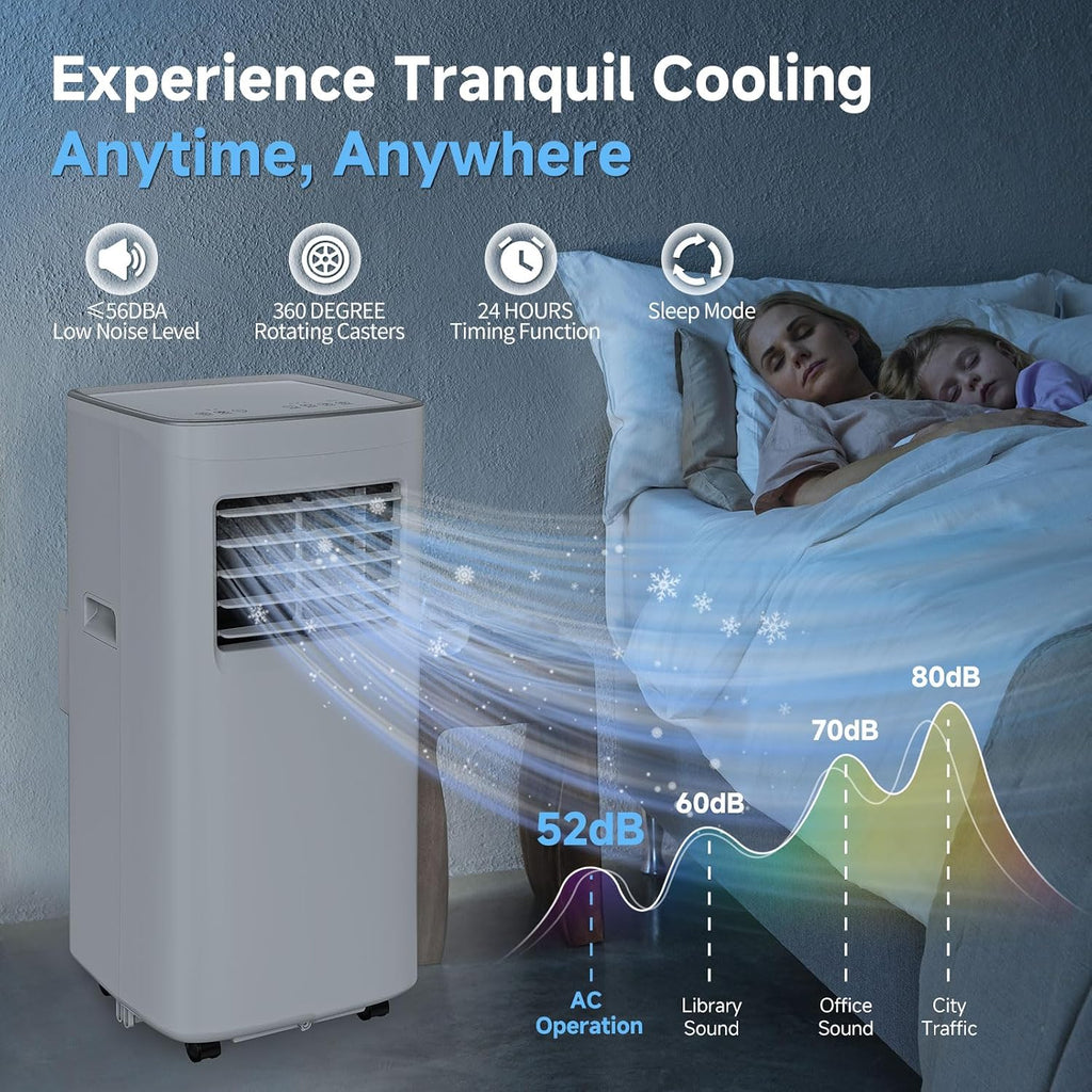 Portable Air Conditioner, 3-in-1 8500 BTU AC Unit with Fan & Dehumidifier – Quiet Cooling for Bedroom, Home Office up to 450 sq.ft, Includes Complete Window Mount Kit