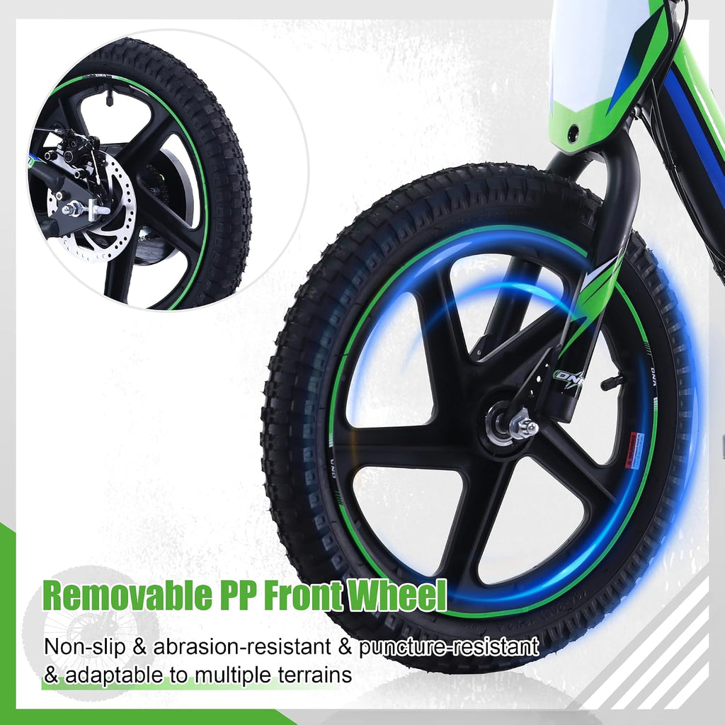 KOZRUNS Electric Dirt Bike for Kids 5-10, 340W Racing Experience Lightweight Motorcycle Up to 12MPH & 3 Speed Settings, 24V Detachable Battery, Safe Disc Brakes, 16 Inch Knobby Tires