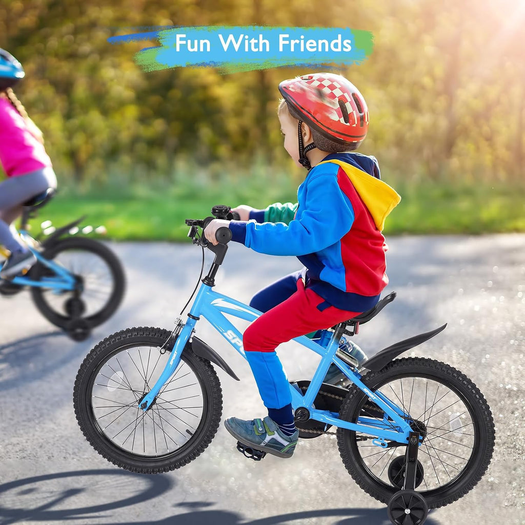 BODIOO Kid Bike for Boys Girls 18 Inch Kid Bicycle with Kickstand Adjustable Seat Dual Brake System Sturdy Frame Lightweight Pump Reflector