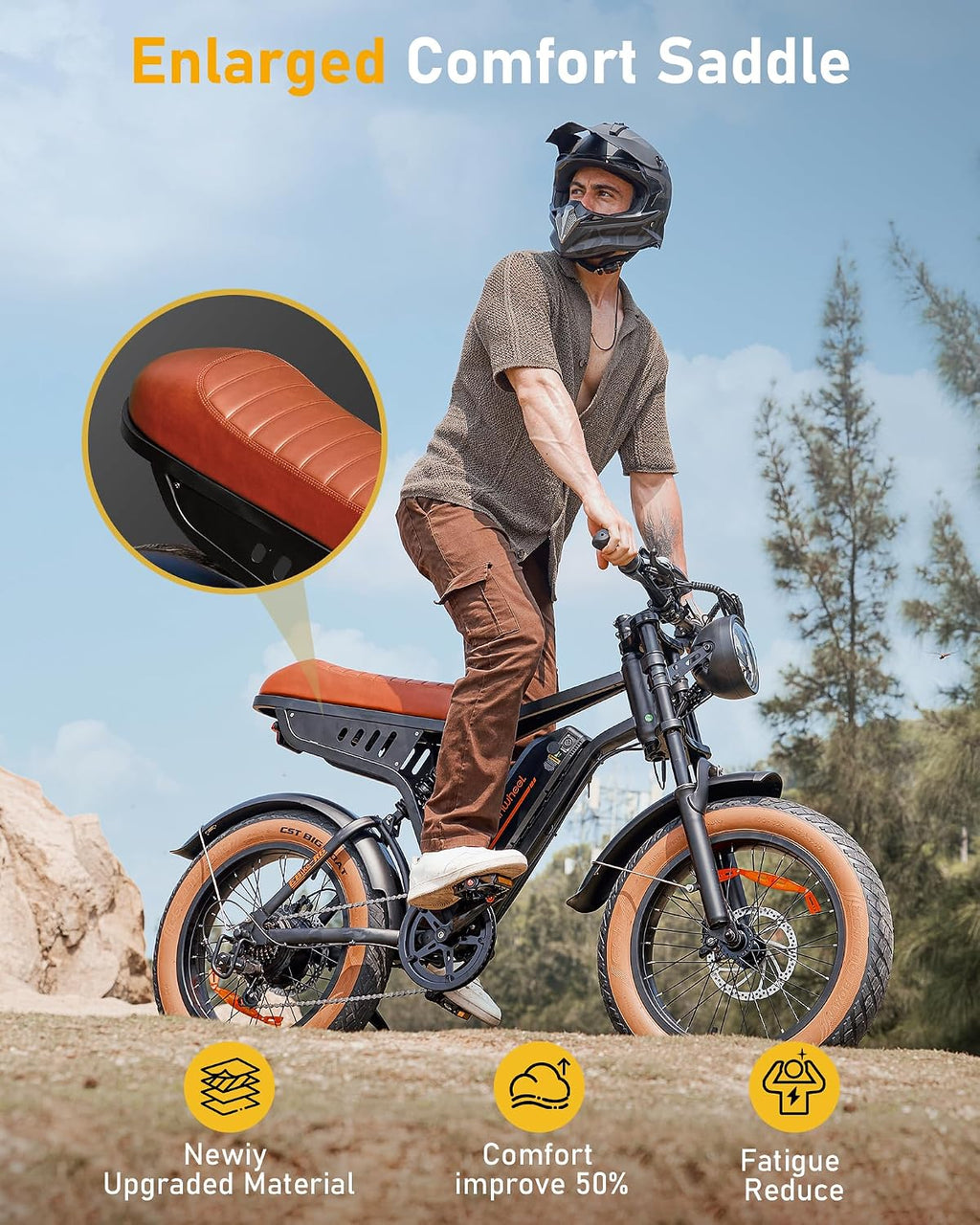Electric Bike Adults 1000/1500W Ebike28/35MPH, 55-85 Miles Electric Motorcycle with 13/20AH Battery, 20' Fat Tire Electric Dirt Bike 7-Speed E-Bike Full Suspension, GPS Location (iOS Compatible)