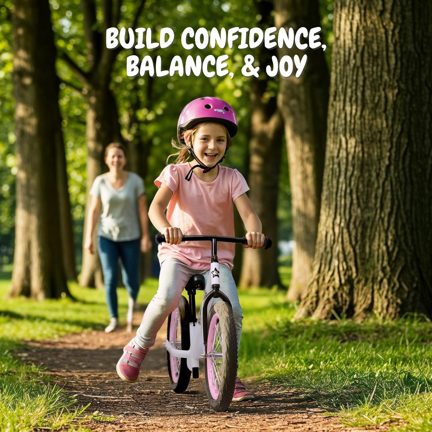 Bicystar 16 Inch Kids Balance Bike for 5-8 Year Old, No Pedals, Air Tires, Footrests, Adjustable Height for Big Boys, Girls