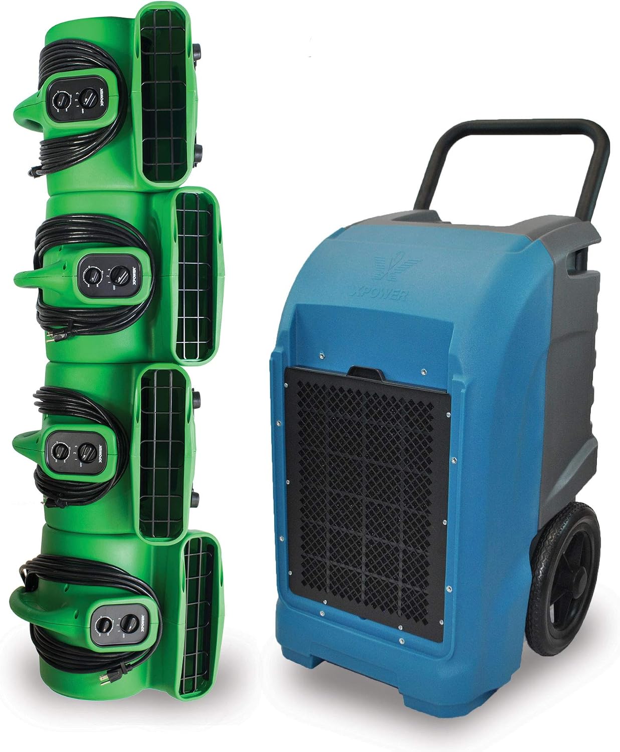 XPOWER Water Damage Cleanup & Restoration DIY Combo w/Commercial Grade Dehumidifier & Air Movers.