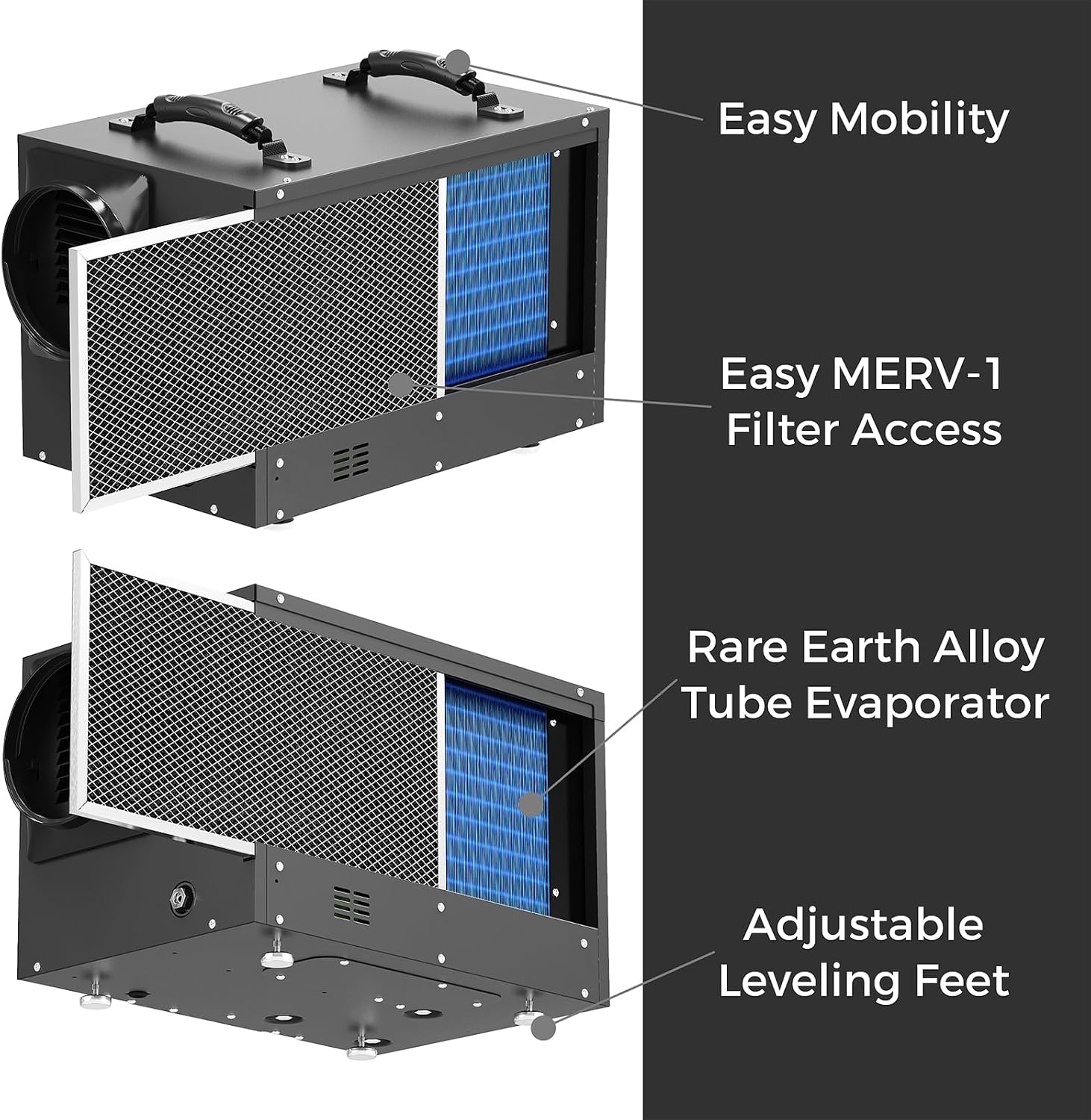 ALORAIR 120 PPD Commercial Dehumidifiers with Pump and Hose, Crawl Space Basement dehumidifier, Industry Water Damage Unit, Compact, Portable, Auto Defrost, Memory Starting