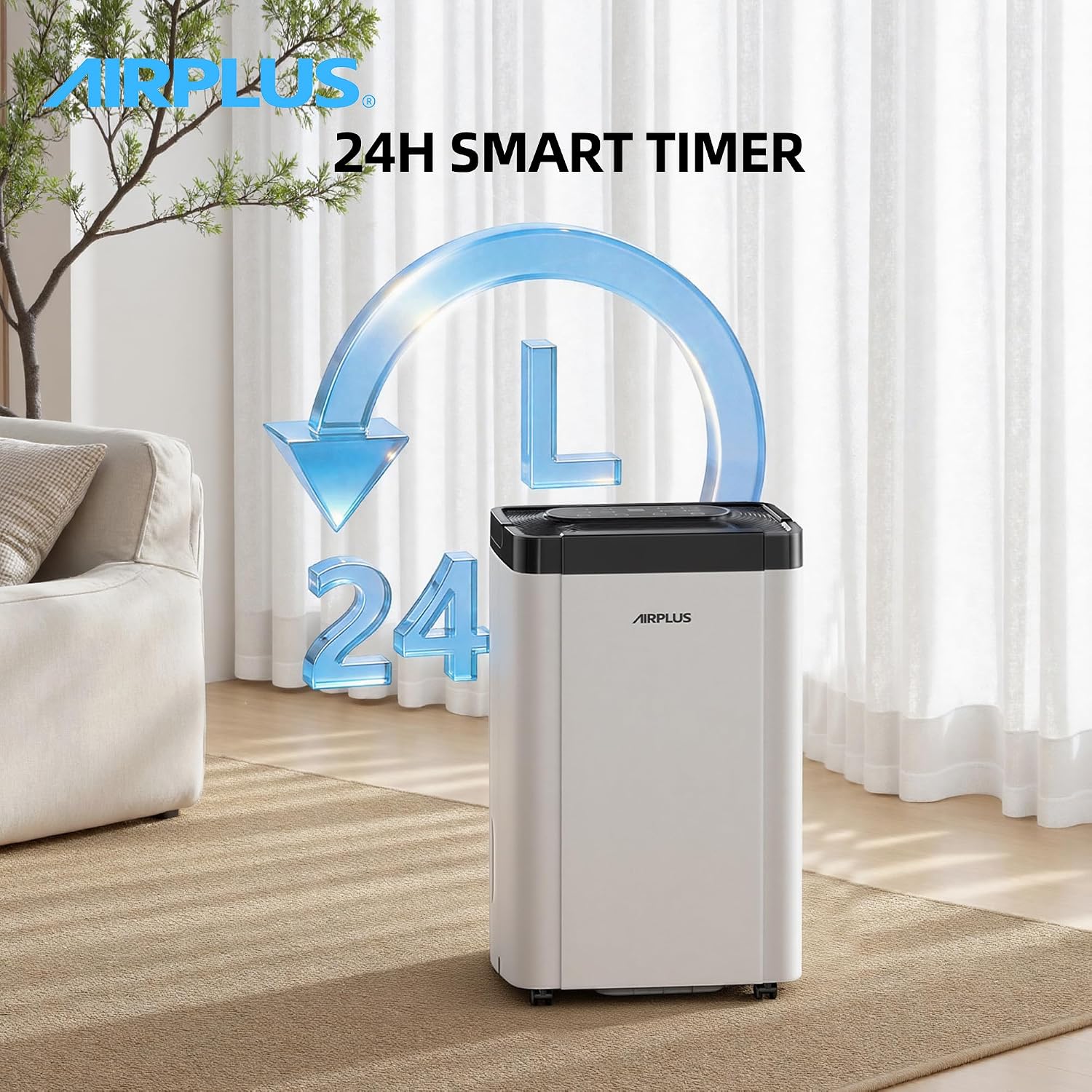 AIRPLUS 5000 Sq. Ft Dehumidifier for Home and Basement, 80 Pint Portable Dehumidifiers with Drain Hose for Large Room, Quiet Sleep Mode Dehumidifier for Bedroom, RV De humidifier for Inside Camper