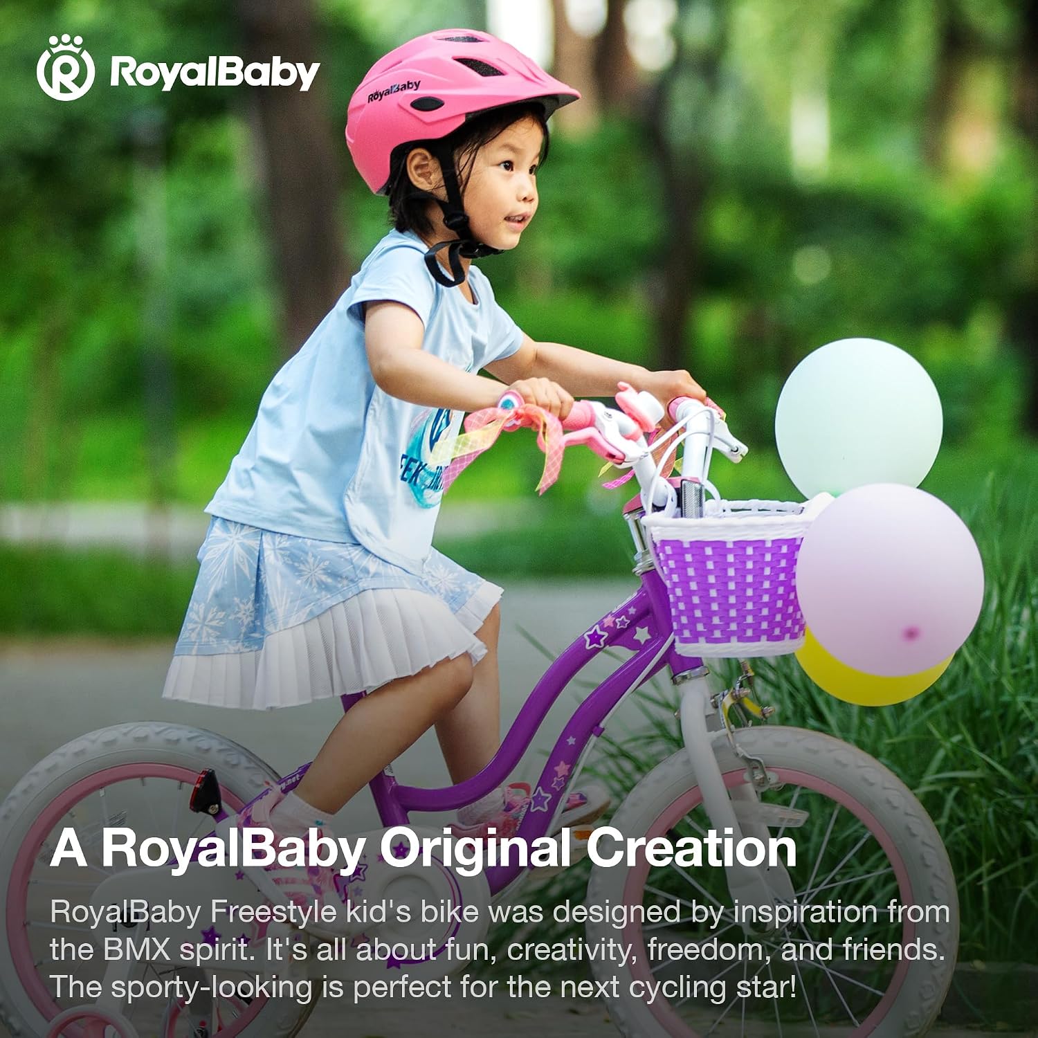 RoyalBaby Girls Bike with Training Wheels, Stargirl Kids Bicycle 14 Inch Toddlers to Big Kids 3-5 Years, Lavender